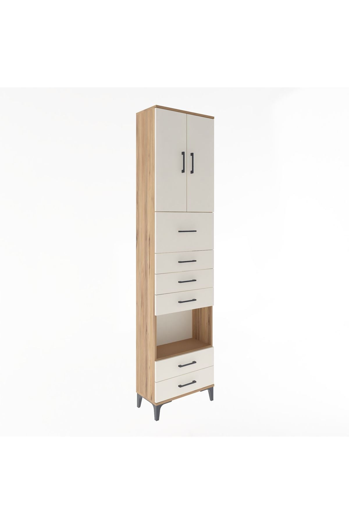 Arges Dolap 3 Raflı 6 Çekmeceli 2 Kapaklı 60x30x243 - S32M046V7A