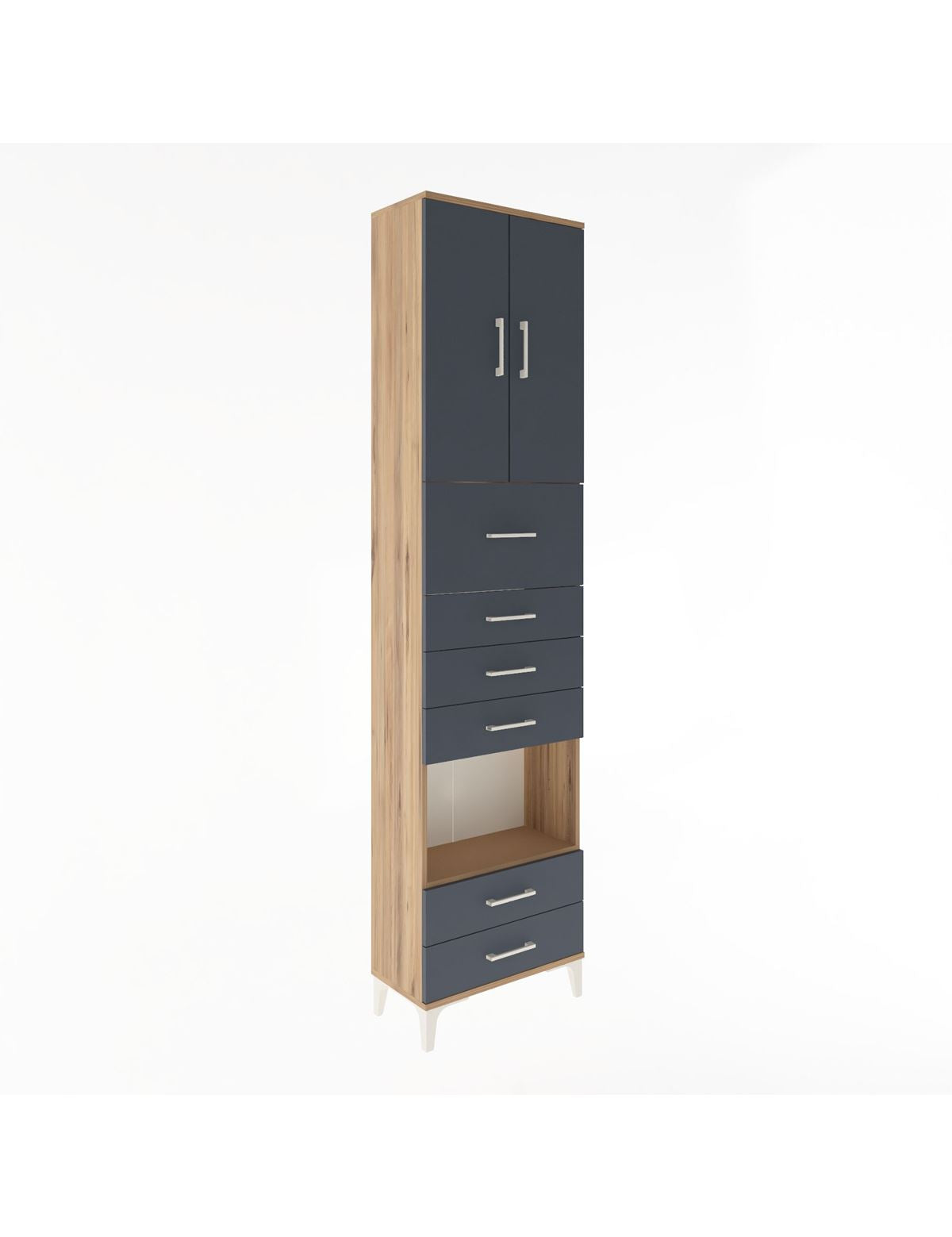 Arges Dolap 3 Raflı 6 Çekmeceli 2 Kapaklı 60x30x243 - S32M046V8A