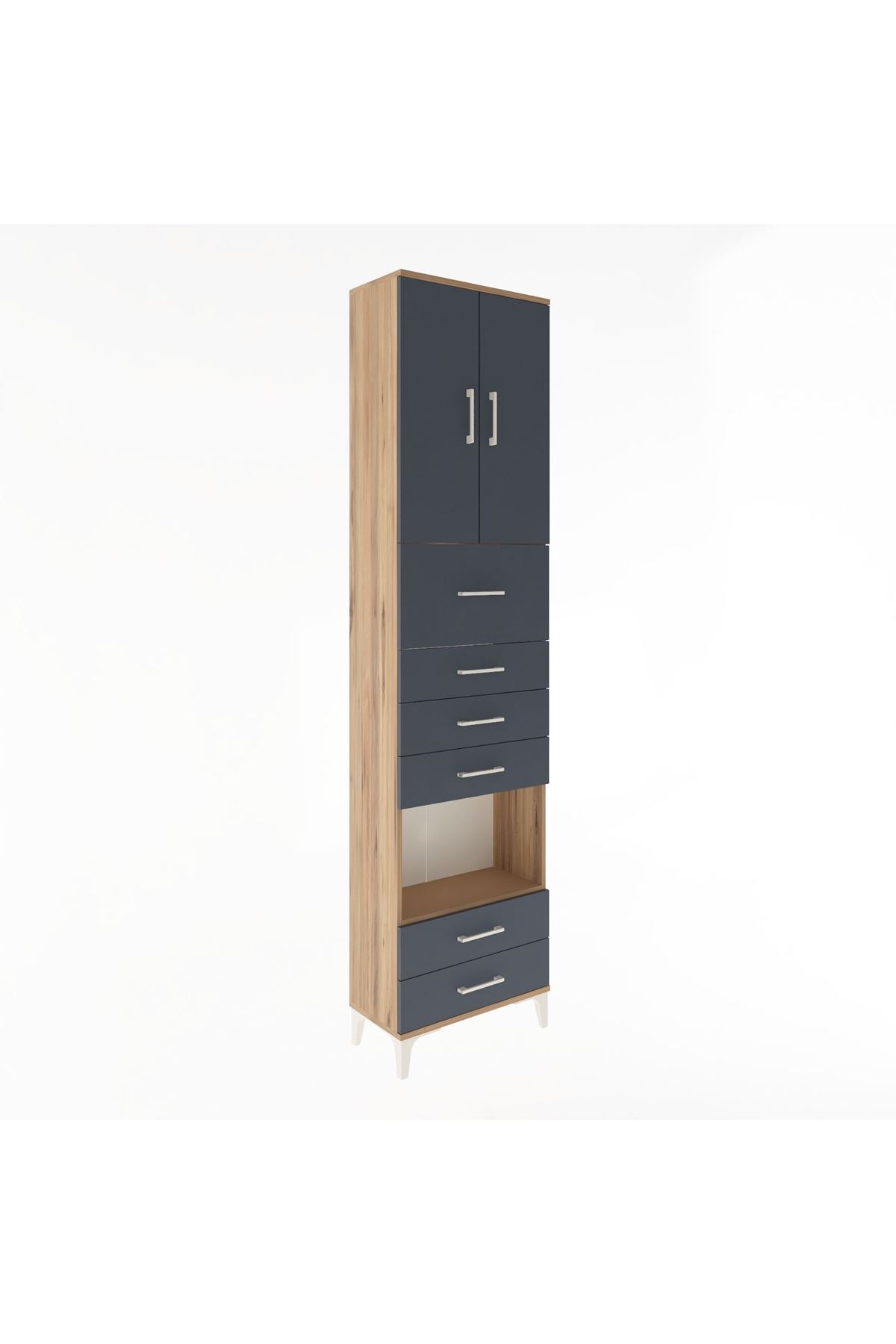 Arges Dolap 3 Raflı 6 Çekmeceli 2 Kapaklı 60x30x243 - S32M046V8A