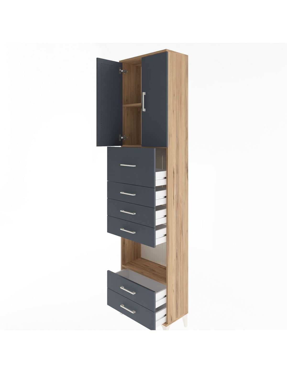 Arges Dolap 3 Raflı 6 Çekmeceli 2 Kapaklı 60x30x243 - S32M046V8A