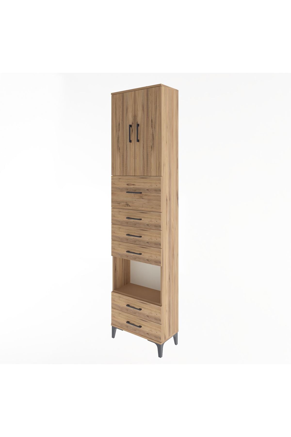Arges Dolap 3 Raflı 6 Çekmeceli 2 Kapaklı 60x30x243 - S32M046V9A