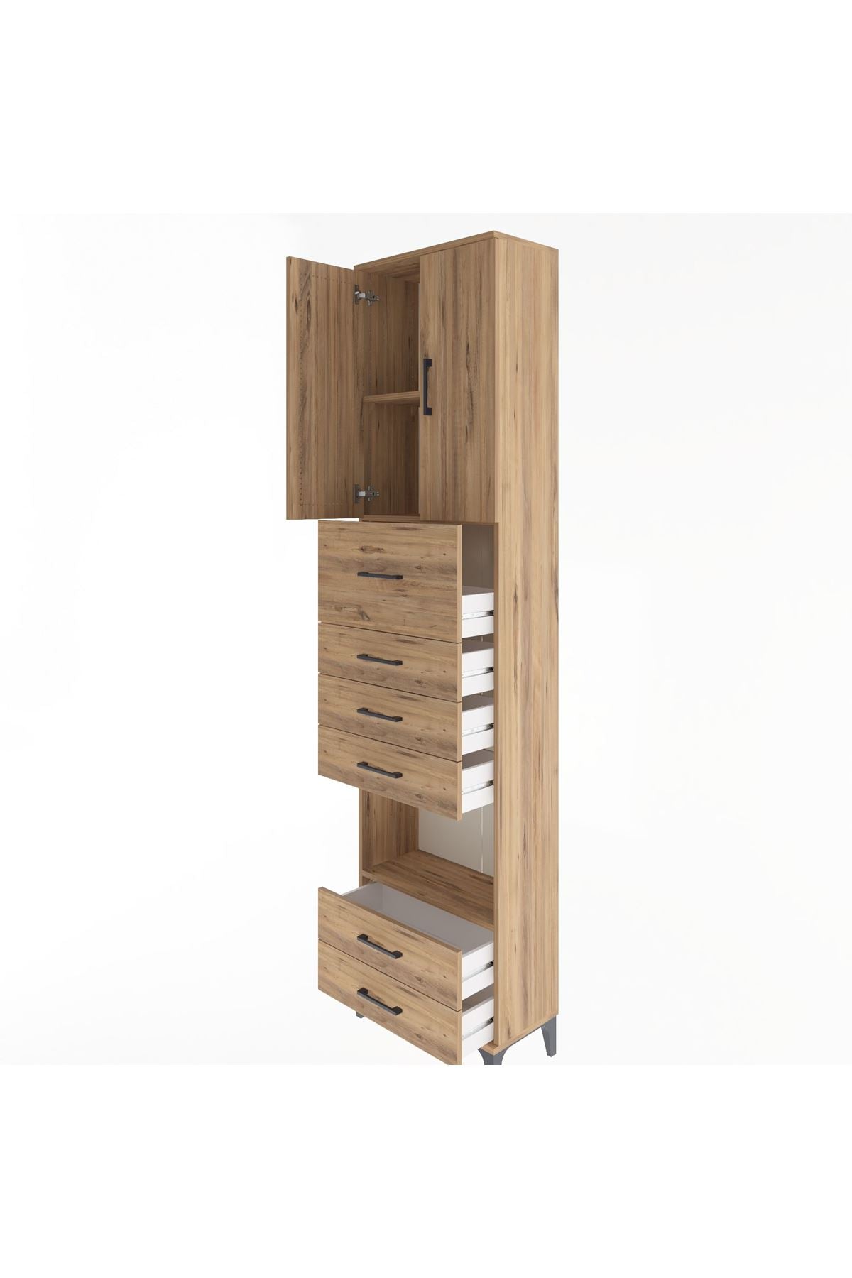 Arges Dolap 3 Raflı 6 Çekmeceli 2 Kapaklı 60x30x243 - S32M046V9A
