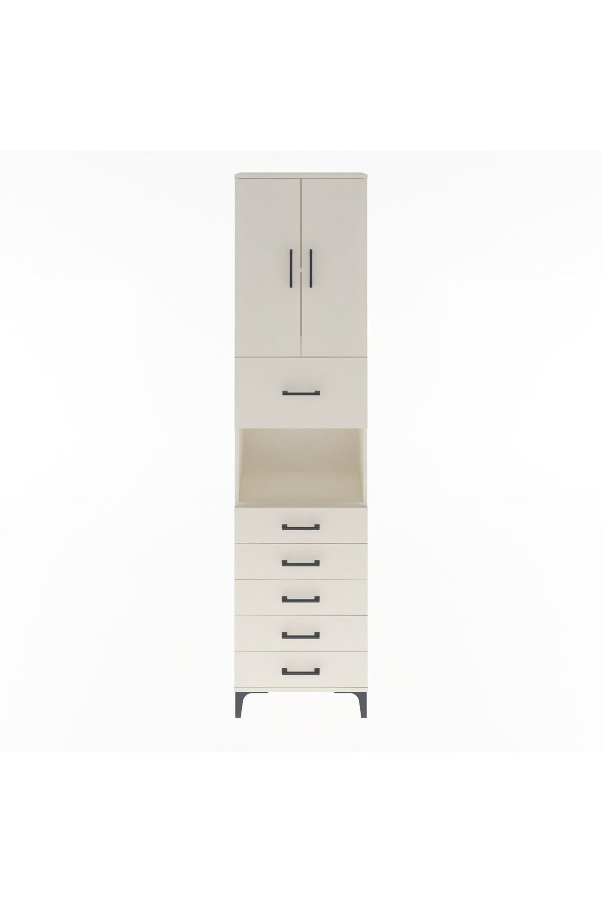 Arges Dolap 3 Raflı 6 Çekmeceli 2 Kapaklı 60x30x243 - S32M047V1A