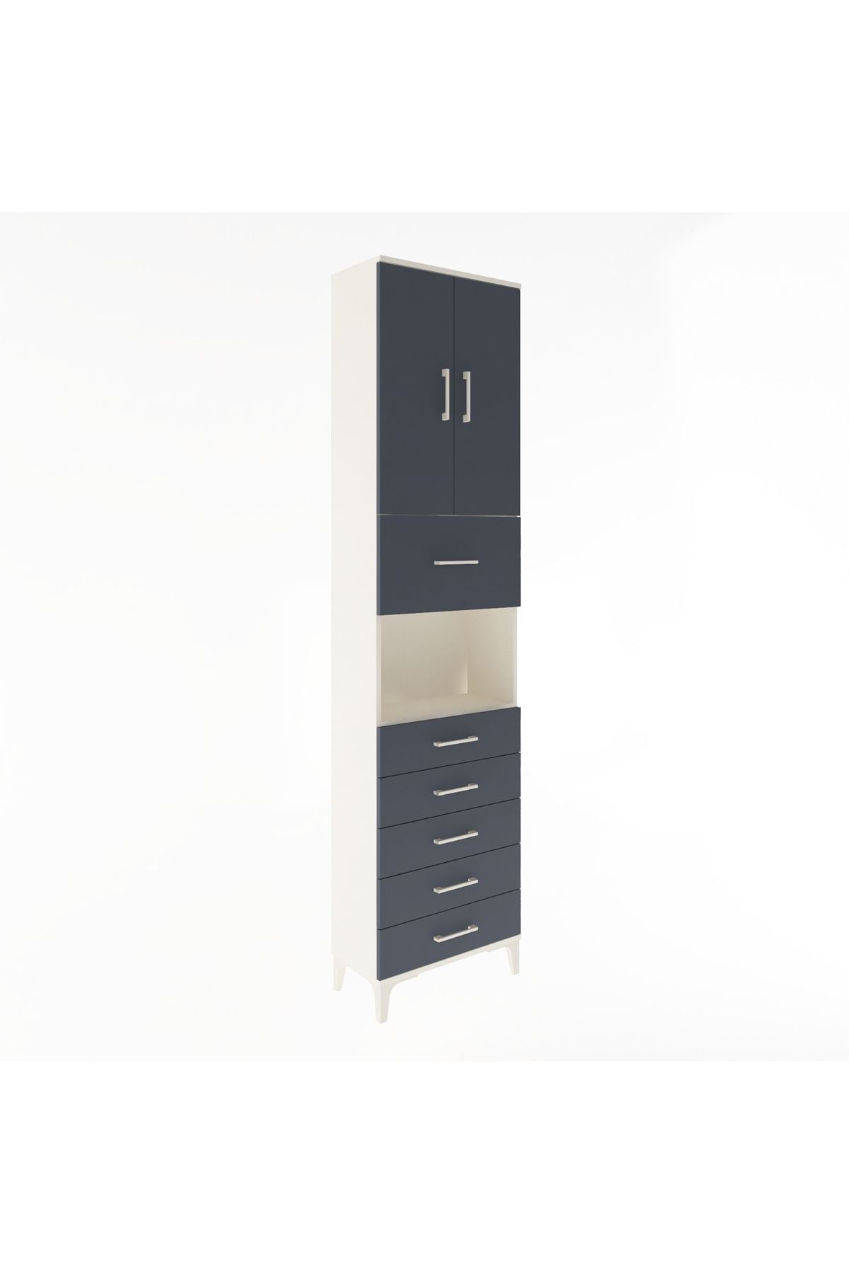 Arges Dolap 3 Raflı 6 Çekmeceli 2 Kapaklı 60x30x243 - S32M047V2A