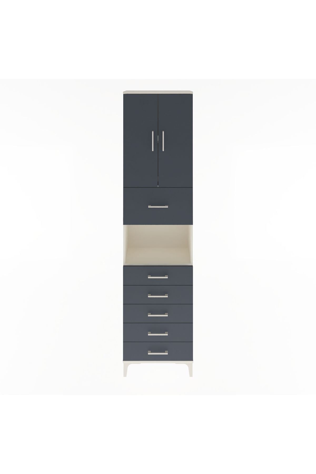 Arges Dolap 3 Raflı 6 Çekmeceli 2 Kapaklı 60x30x243 - S32M047V2A