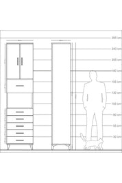 Arges Dolap 3 Raflı 6 Çekmeceli 2 Kapaklı 60x30x243 - S32M047V1A