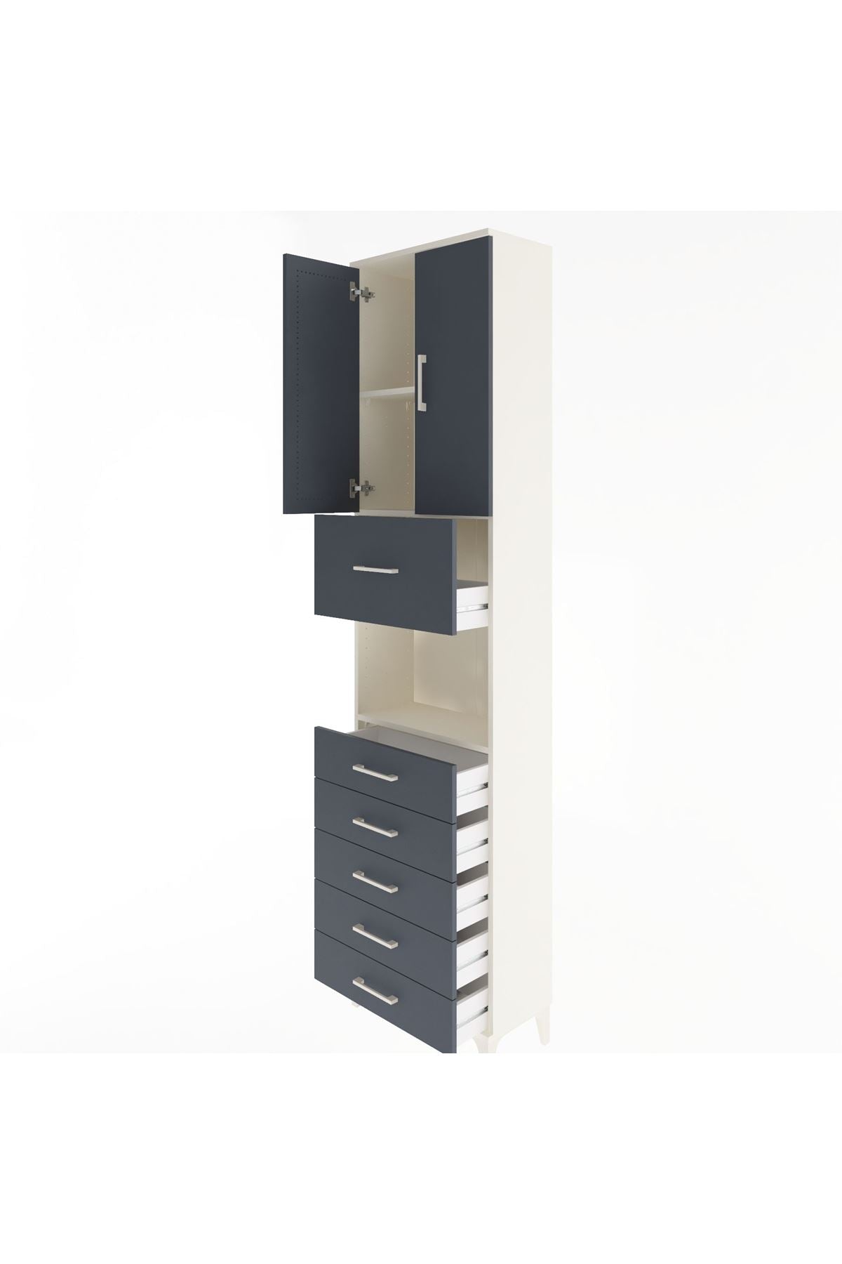 Arges Dolap 3 Raflı 6 Çekmeceli 2 Kapaklı 60x30x243 - S32M047V2A