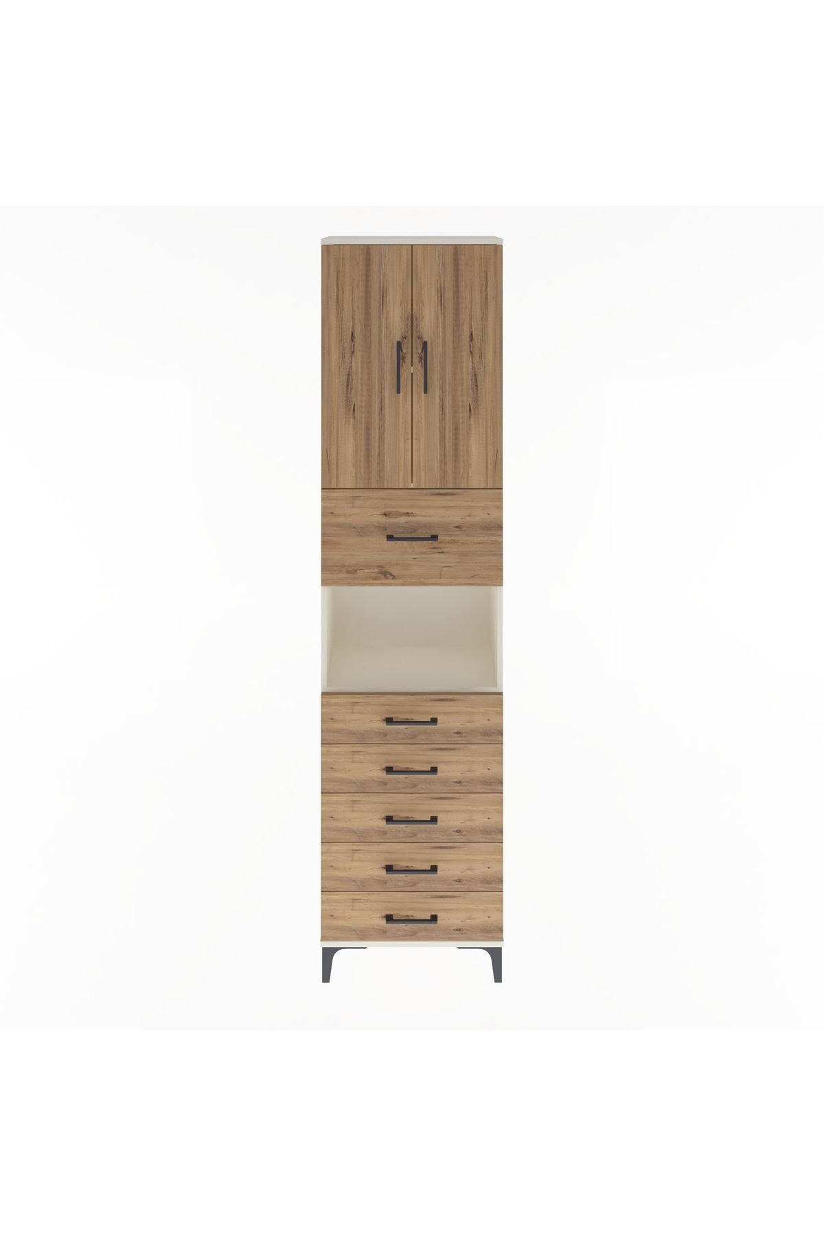 Arges Dolap 3 Raflı 6 Çekmeceli 2 Kapaklı 60x30x243 - S32M047V3A