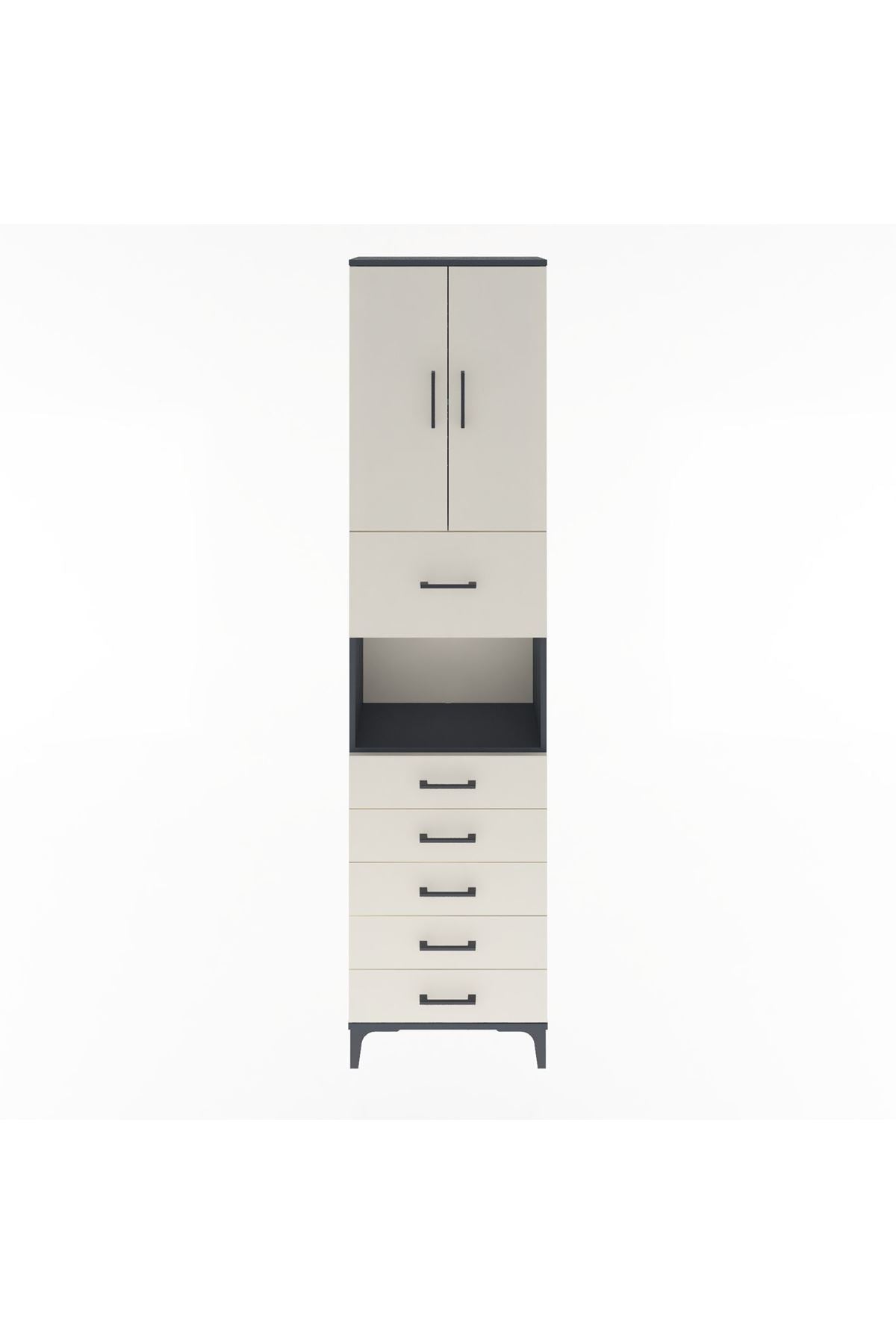 Arges Dolap 3 Raflı 6 Çekmeceli 2 Kapaklı 60x30x243 - S32M047V4A
