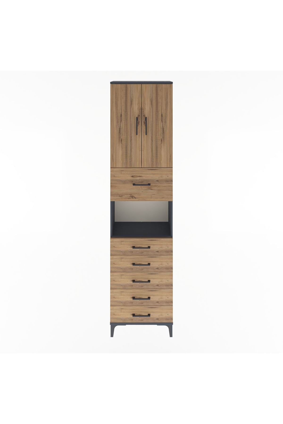 Arges Dolap 3 Raflı 6 Çekmeceli 2 Kapaklı 60x30x243 - S32M047V6A