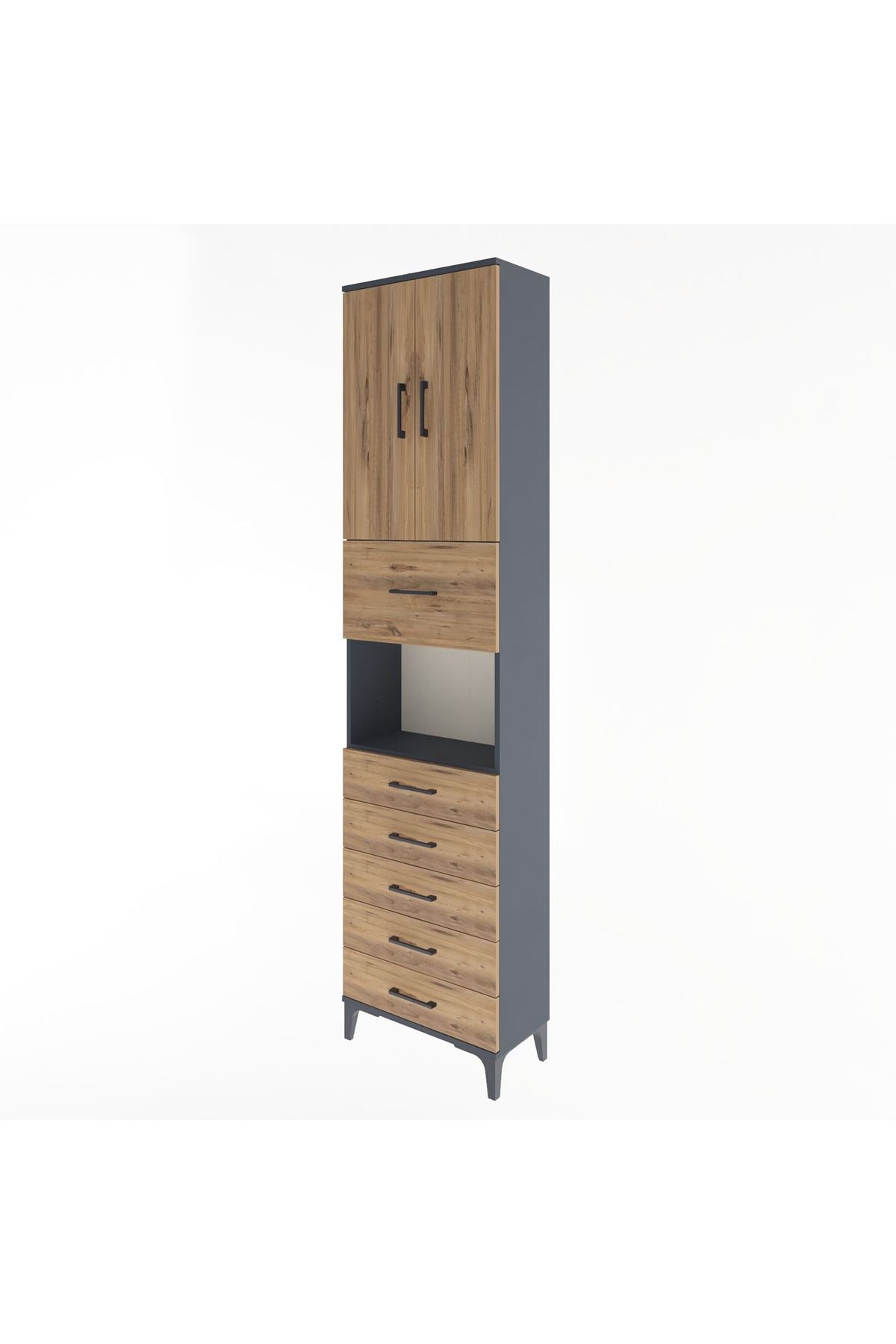 Arges Dolap 3 Raflı 6 Çekmeceli 2 Kapaklı 60x30x243 - S32M047V6A