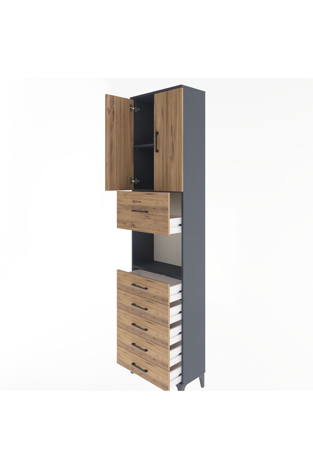 Arges Dolap 3 Raflı 6 Çekmeceli 2 Kapaklı 60x30x243 - S32M047V6A