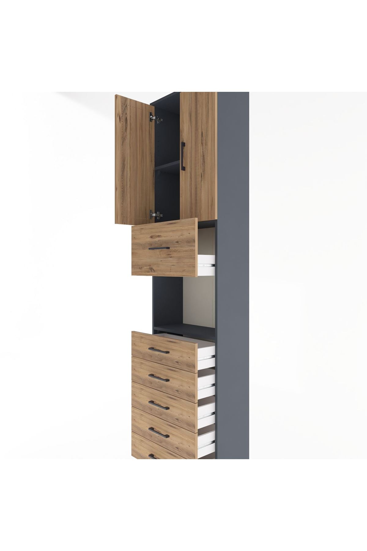 Arges Dolap 3 Raflı 6 Çekmeceli 2 Kapaklı 60x30x243 - S32M047V6A