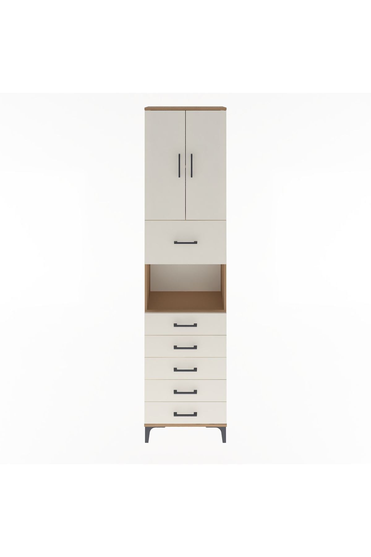 Arges Dolap 3 Raflı 6 Çekmeceli 2 Kapaklı 60x30x243 - S32M047V7A