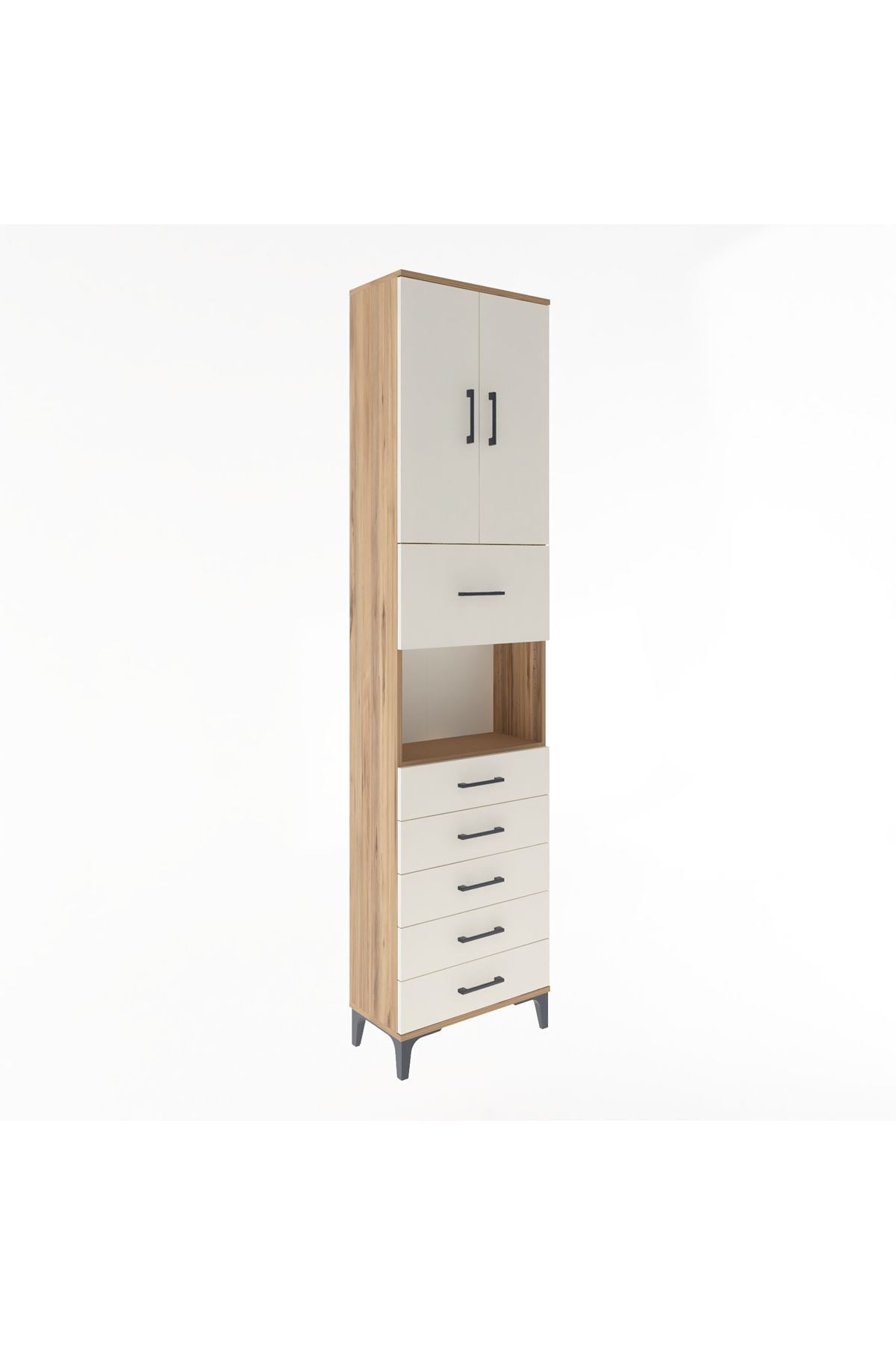 Arges Dolap 3 Raflı 6 Çekmeceli 2 Kapaklı 60x30x243 - S32M047V7A
