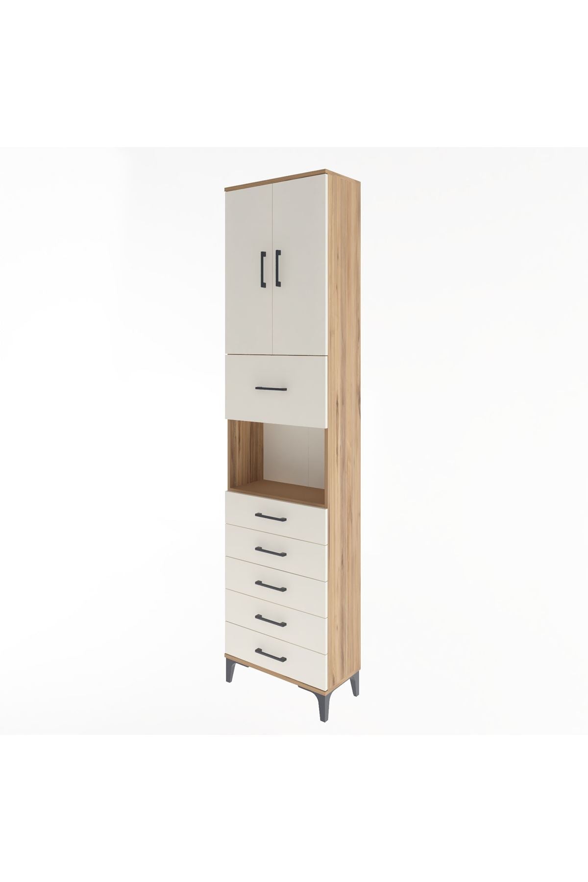 Arges Dolap 3 Raflı 6 Çekmeceli 2 Kapaklı 60x30x243 - S32M047V7A