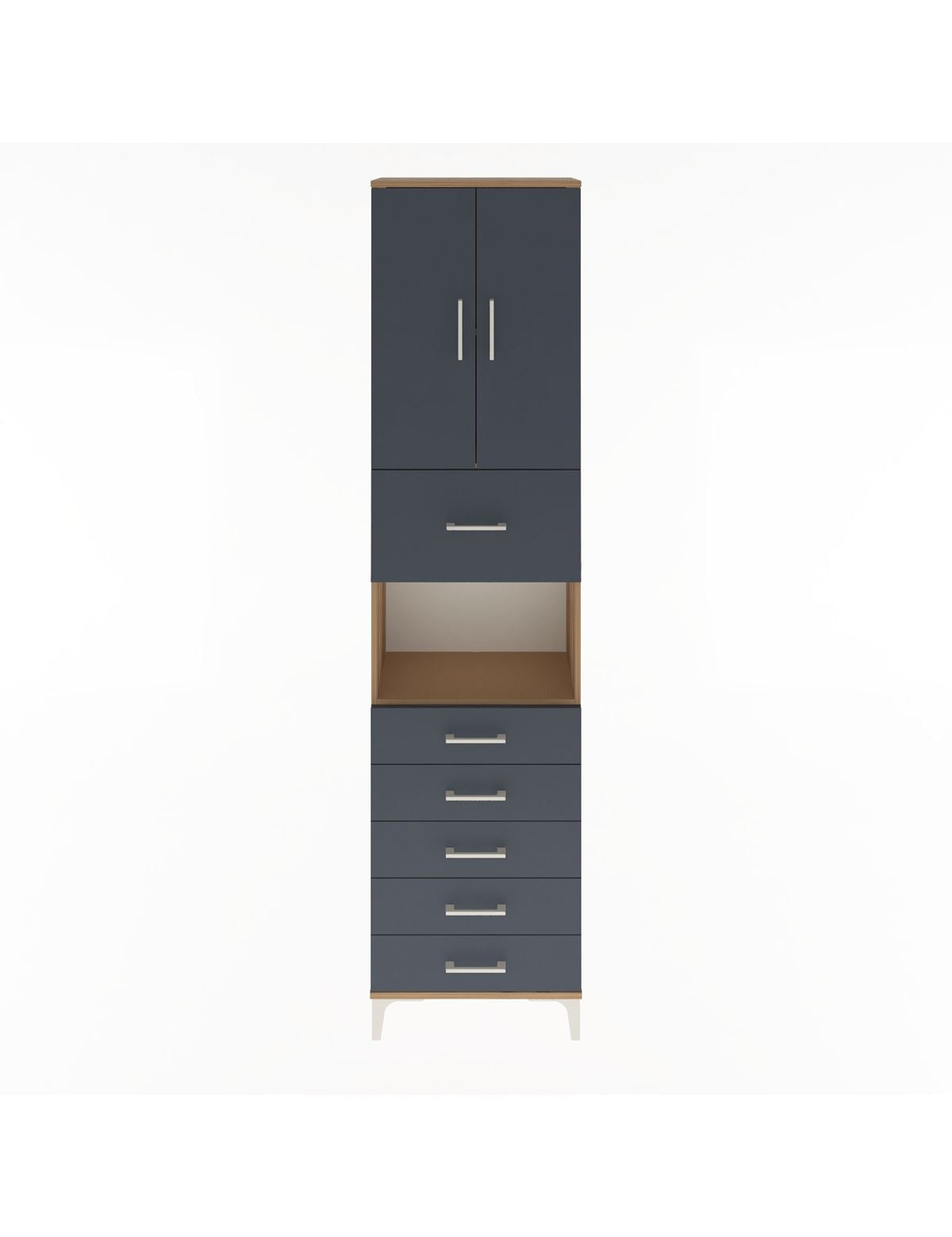 Arges Dolap 3 Raflı 6 Çekmeceli 2 Kapaklı 60x30x243 - S32M047V8A