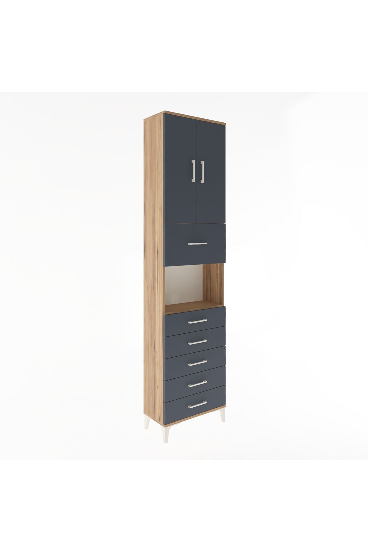 Arges Dolap 3 Raflı 6 Çekmeceli 2 Kapaklı 60x30x243 - S32M047V8A