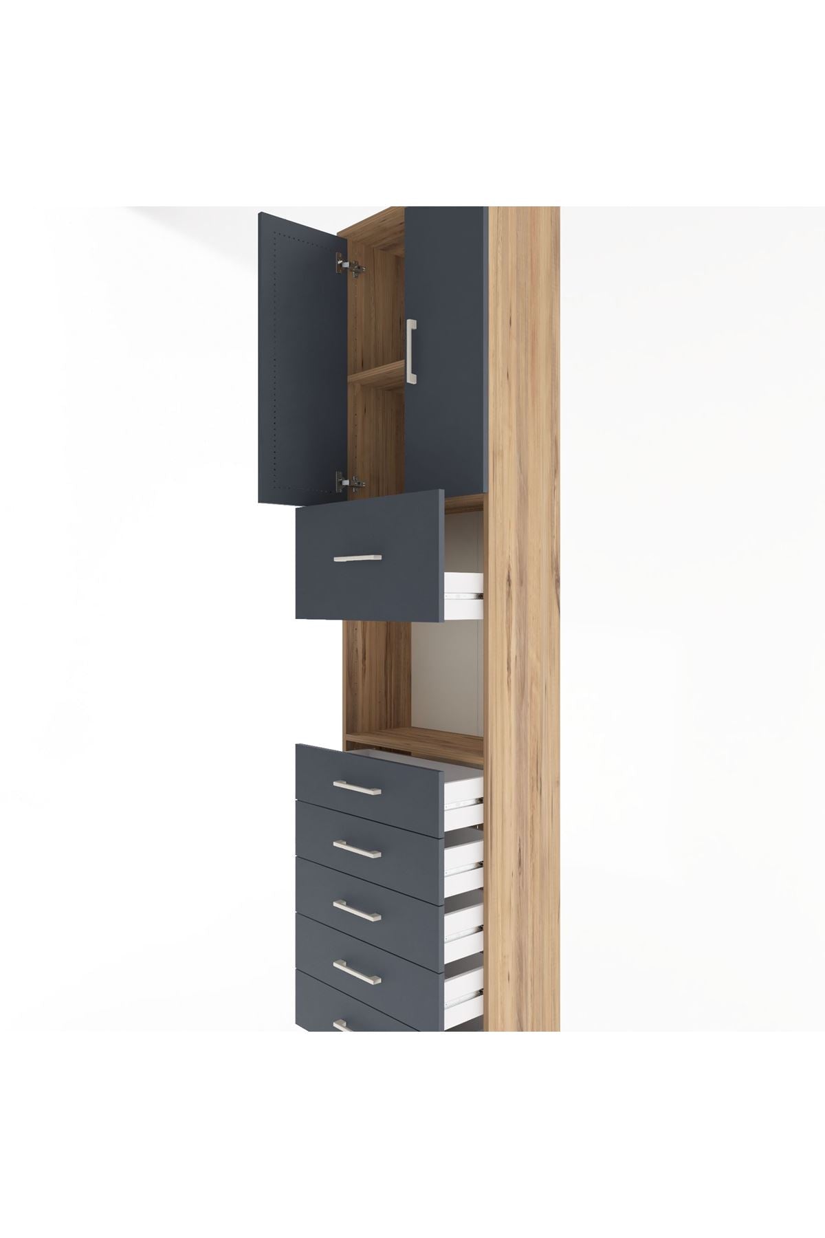 Arges Dolap 3 Raflı 6 Çekmeceli 2 Kapaklı 60x30x243 - S32M047V8A