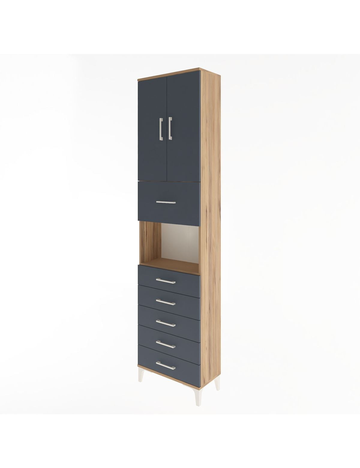 Arges Dolap 3 Raflı 6 Çekmeceli 2 Kapaklı 60x30x243 - S32M047V8A