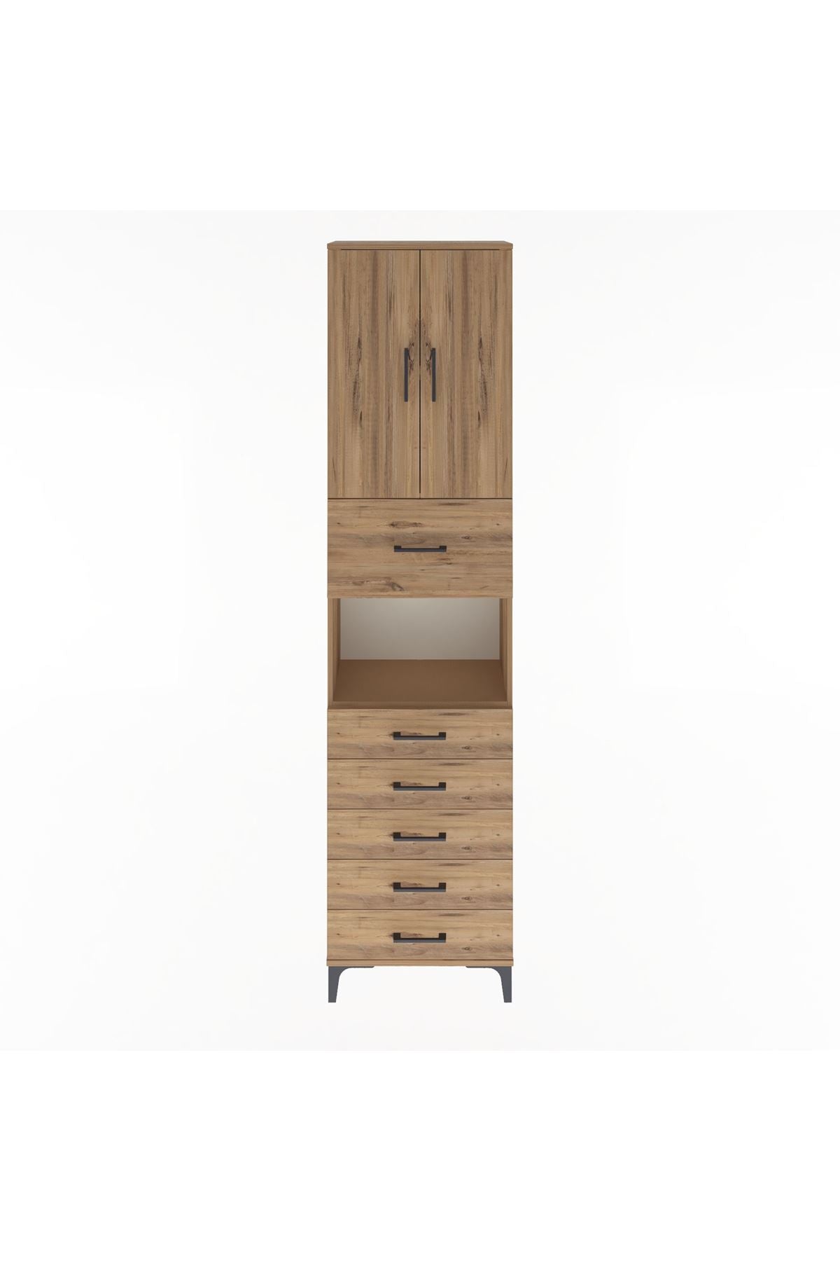 Arges Dolap 3 Raflı 6 Çekmeceli 2 Kapaklı 60x30x243 - S32M047V9A