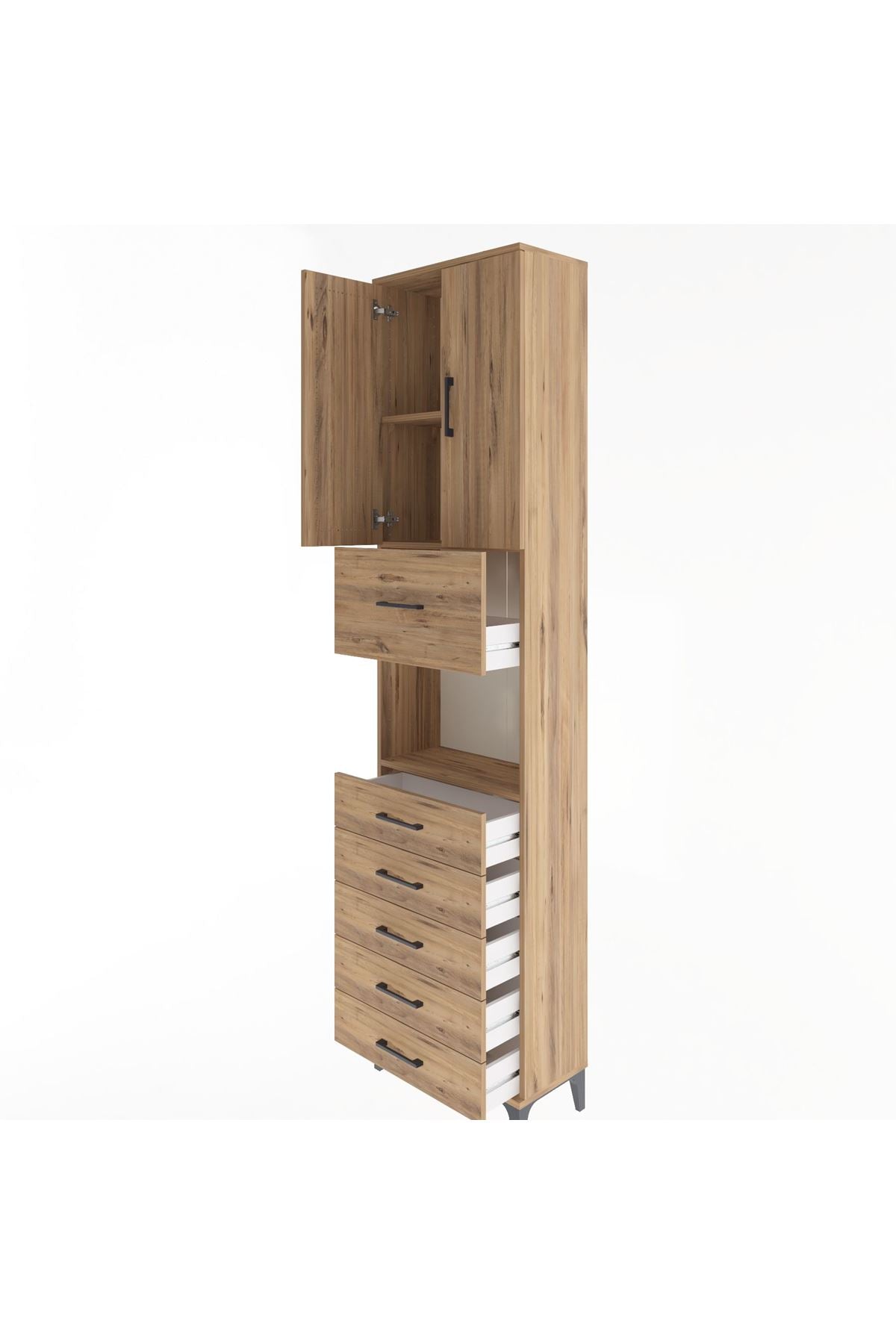 Arges Dolap 3 Raflı 6 Çekmeceli 2 Kapaklı 60x30x243 - S32M047V9A