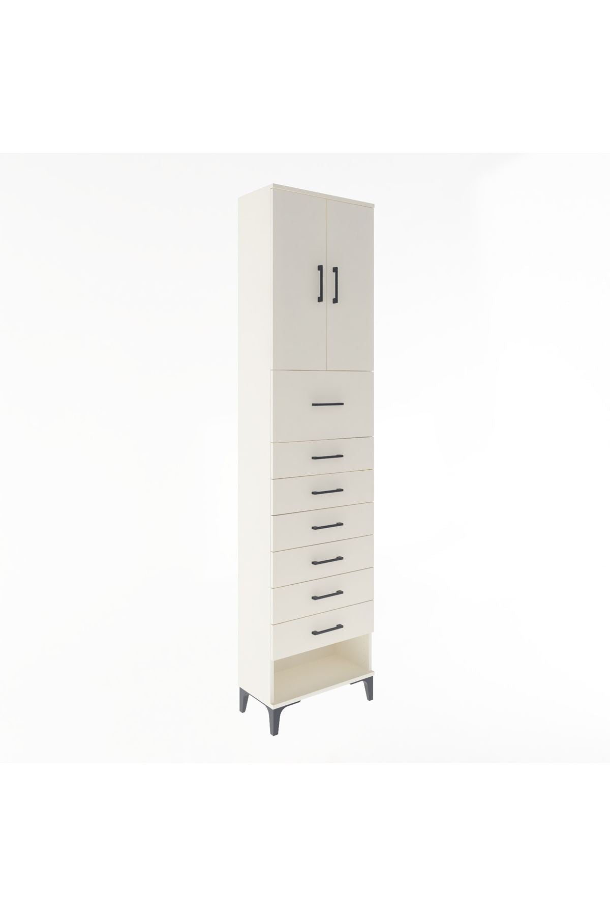Arges Dolap 2 Raflı 7 Çekmeceli 2 Kapaklı 60x30x243 - S32M048V1A