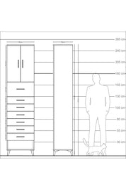 Arges Dolap 2 Raflı 7 Çekmeceli 2 Kapaklı 60x30x243 - S32M048V1A