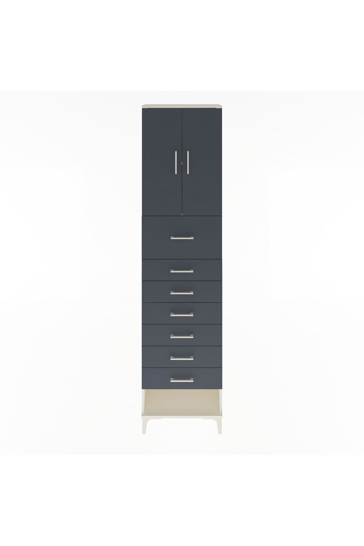 Arges Dolap 2 Raflı 7 Çekmeceli 2 Kapaklı 60x30x243 - S32M048V2A
