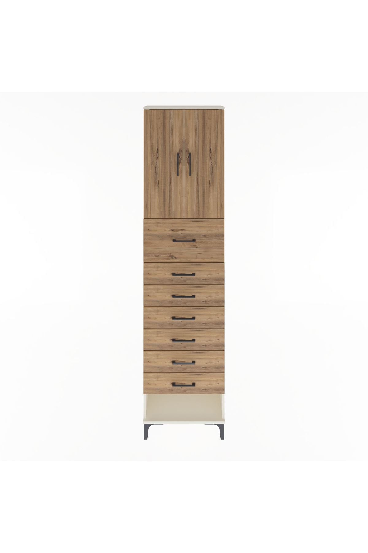 Arges Dolap 2 Raflı 7 Çekmeceli 2 Kapaklı 60x30x243 - S32M048V3A