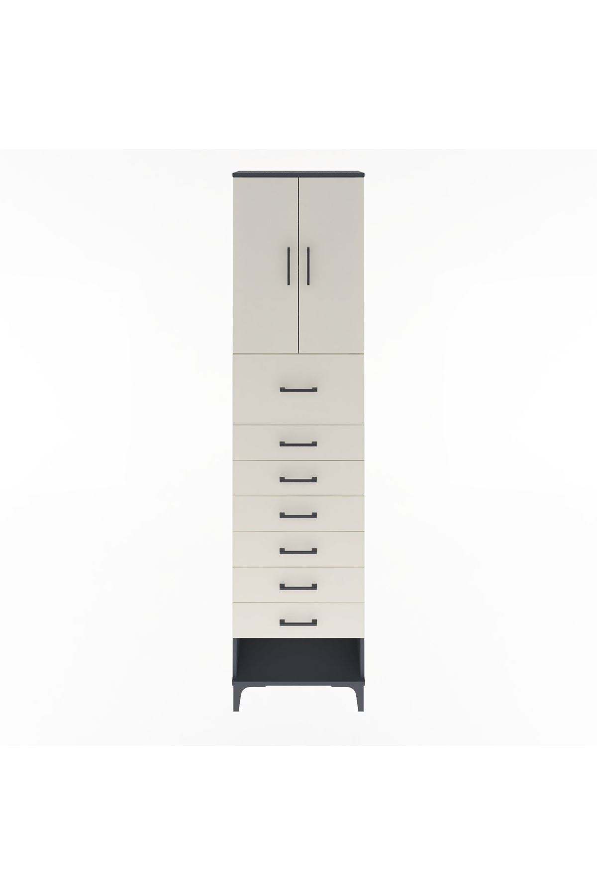 Arges Dolap 2 Raflı 7 Çekmeceli 2 Kapaklı 60x30x243 - S32M048V4A