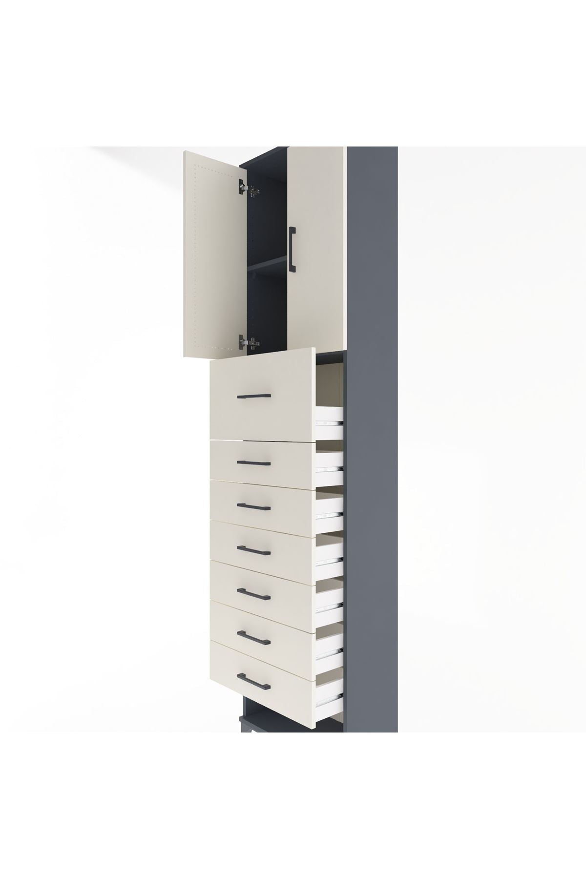 Arges Dolap 2 Raflı 7 Çekmeceli 2 Kapaklı 60x30x243 - S32M048V4A