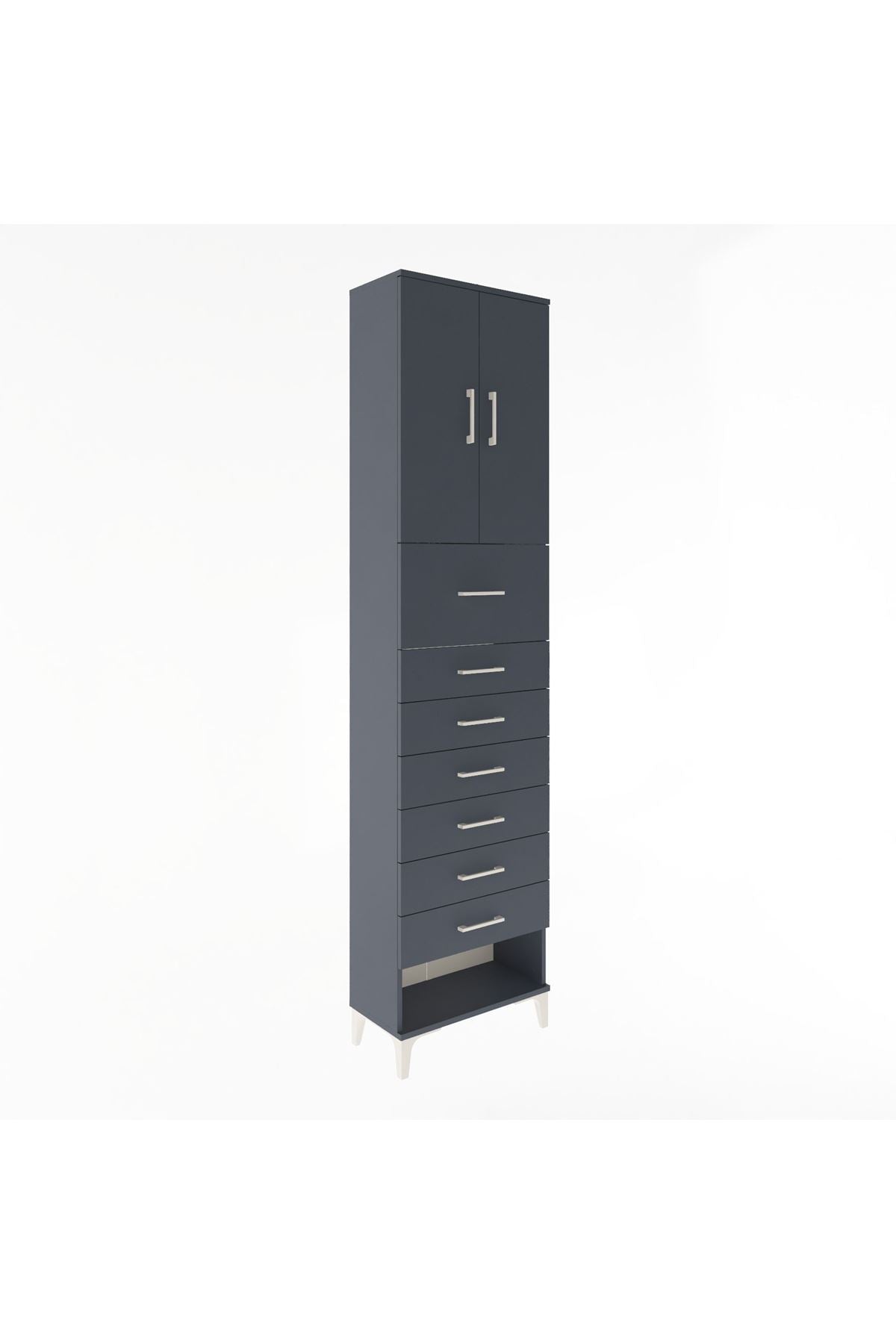 Arges Dolap 2 Raflı 7 Çekmeceli 2 Kapaklı 60x30x243 - S32M048V5A