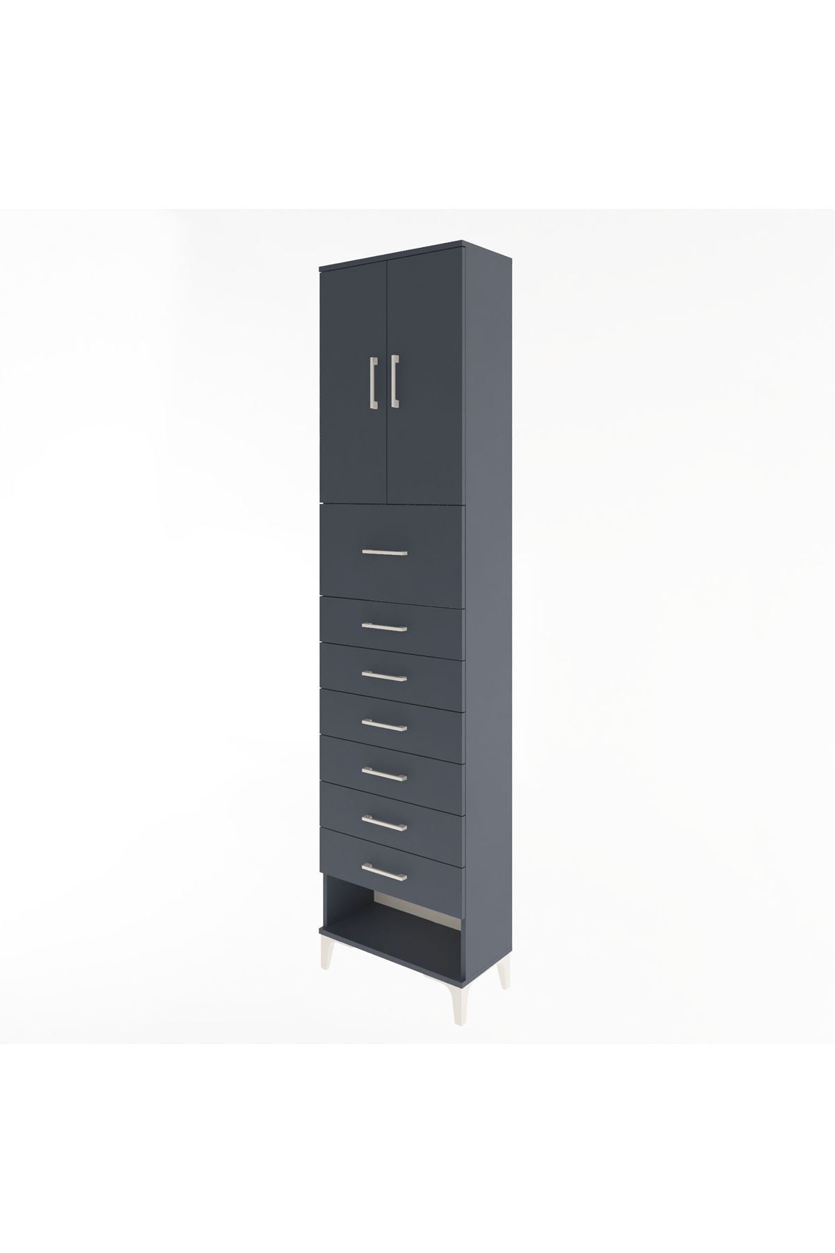 Arges Dolap 2 Raflı 7 Çekmeceli 2 Kapaklı 60x30x243 - S32M048V5A