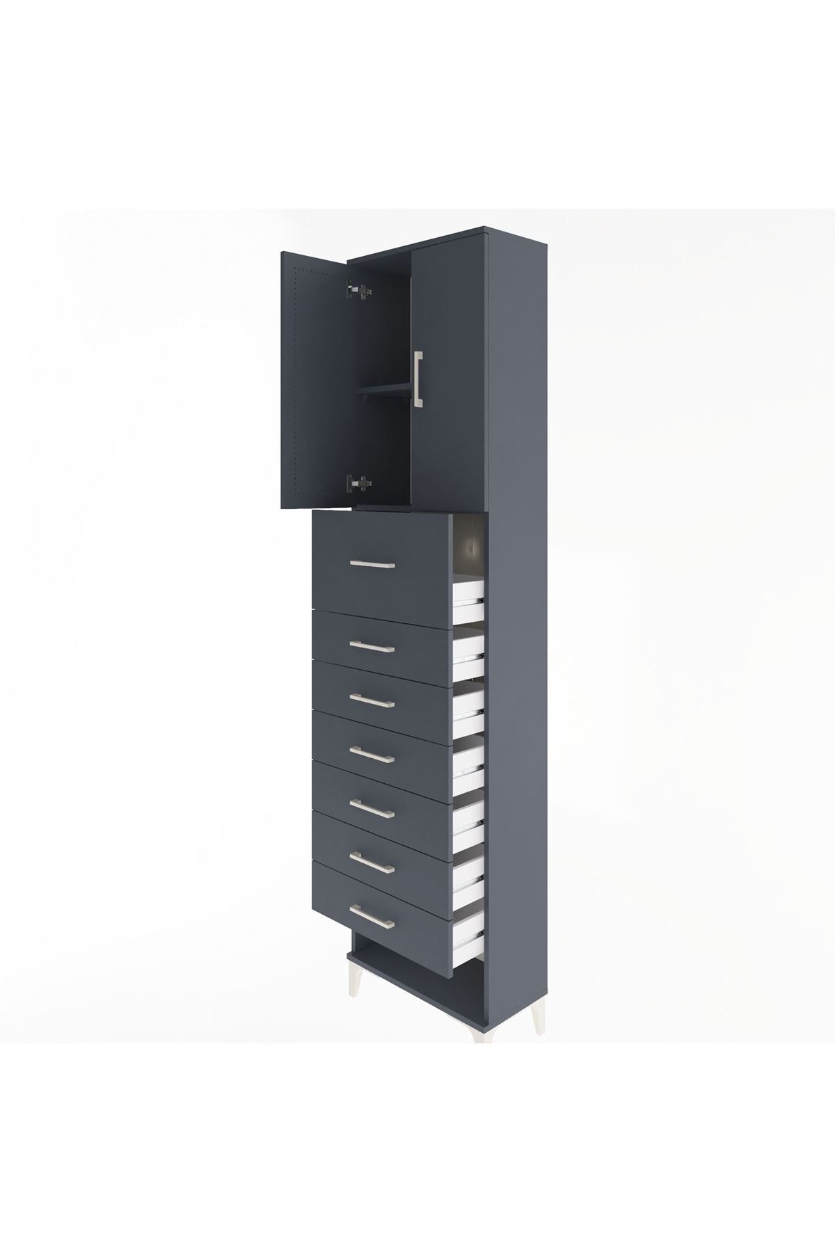 Arges Dolap 2 Raflı 7 Çekmeceli 2 Kapaklı 60x30x243 - S32M048V5A