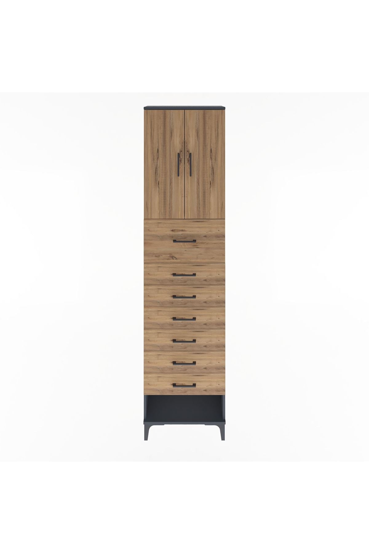 Arges Dolap 2 Raflı 7 Çekmeceli 2 Kapaklı 60x30x243 - S32M048V6A
