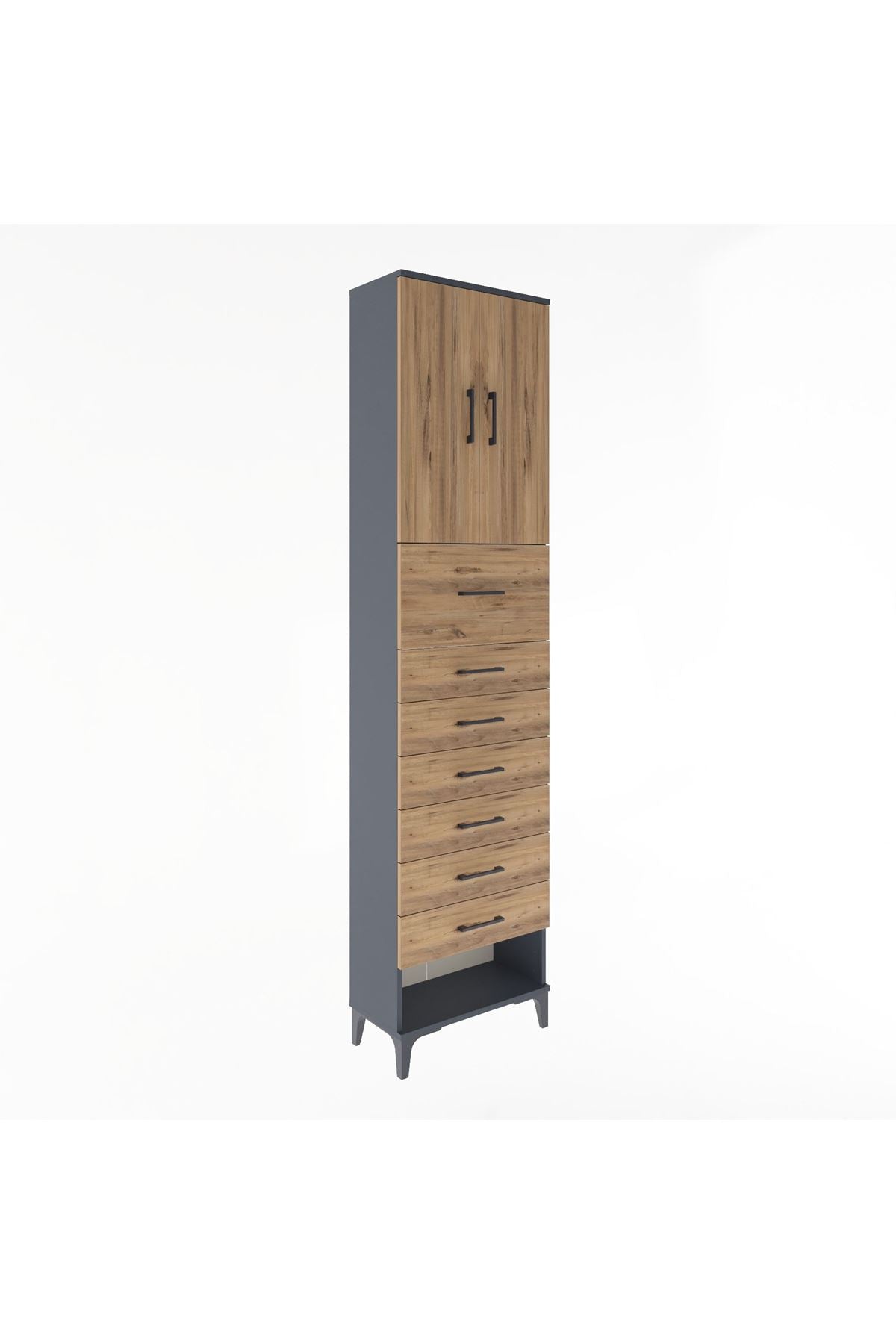Arges Dolap 2 Raflı 7 Çekmeceli 2 Kapaklı 60x30x243 - S32M048V6A