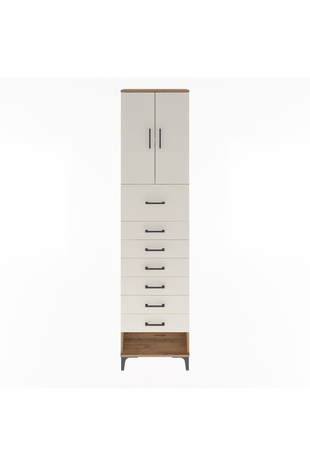 Arges Dolap 2 Raflı 7 Çekmeceli 2 Kapaklı 60x30x243 - S32M048V7A