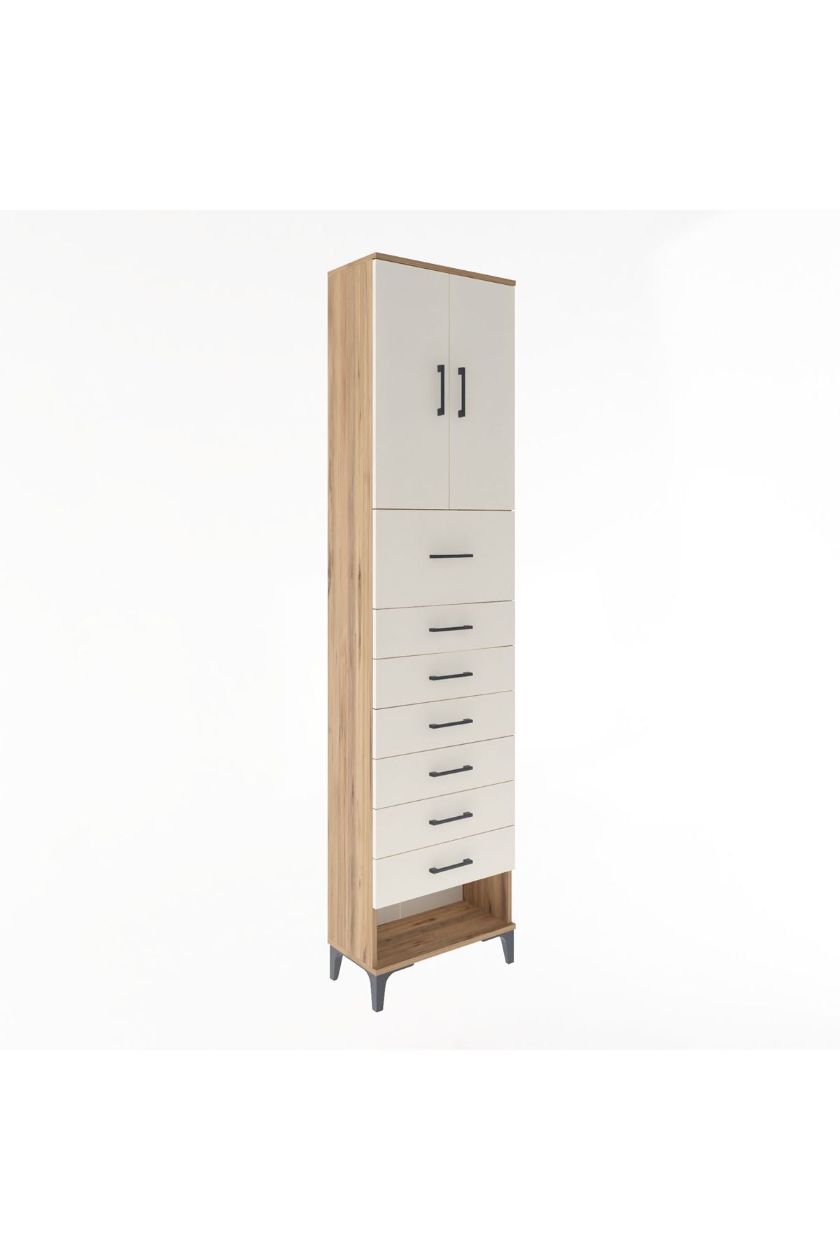 Arges Dolap 2 Raflı 7 Çekmeceli 2 Kapaklı 60x30x243 - S32M048V7A