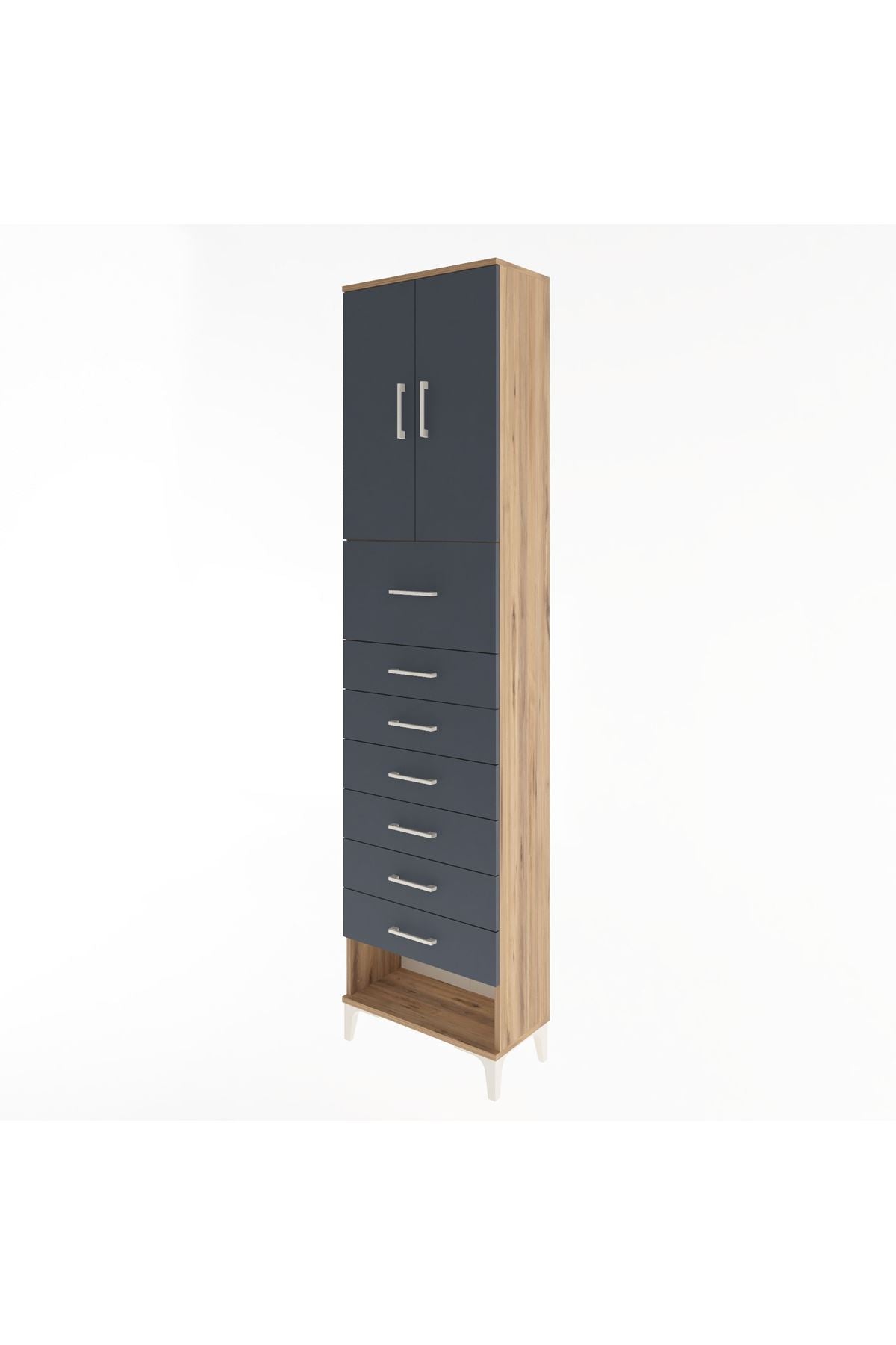 Arges Dolap 2 Raflı 7 Çekmeceli 2 Kapaklı 60x30x243 - S32M048V8A