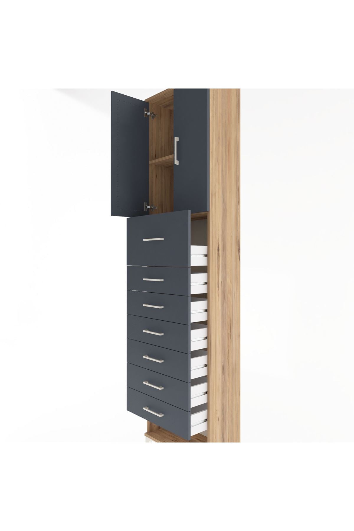 Arges Dolap 2 Raflı 7 Çekmeceli 2 Kapaklı 60x30x243 - S32M048V8A