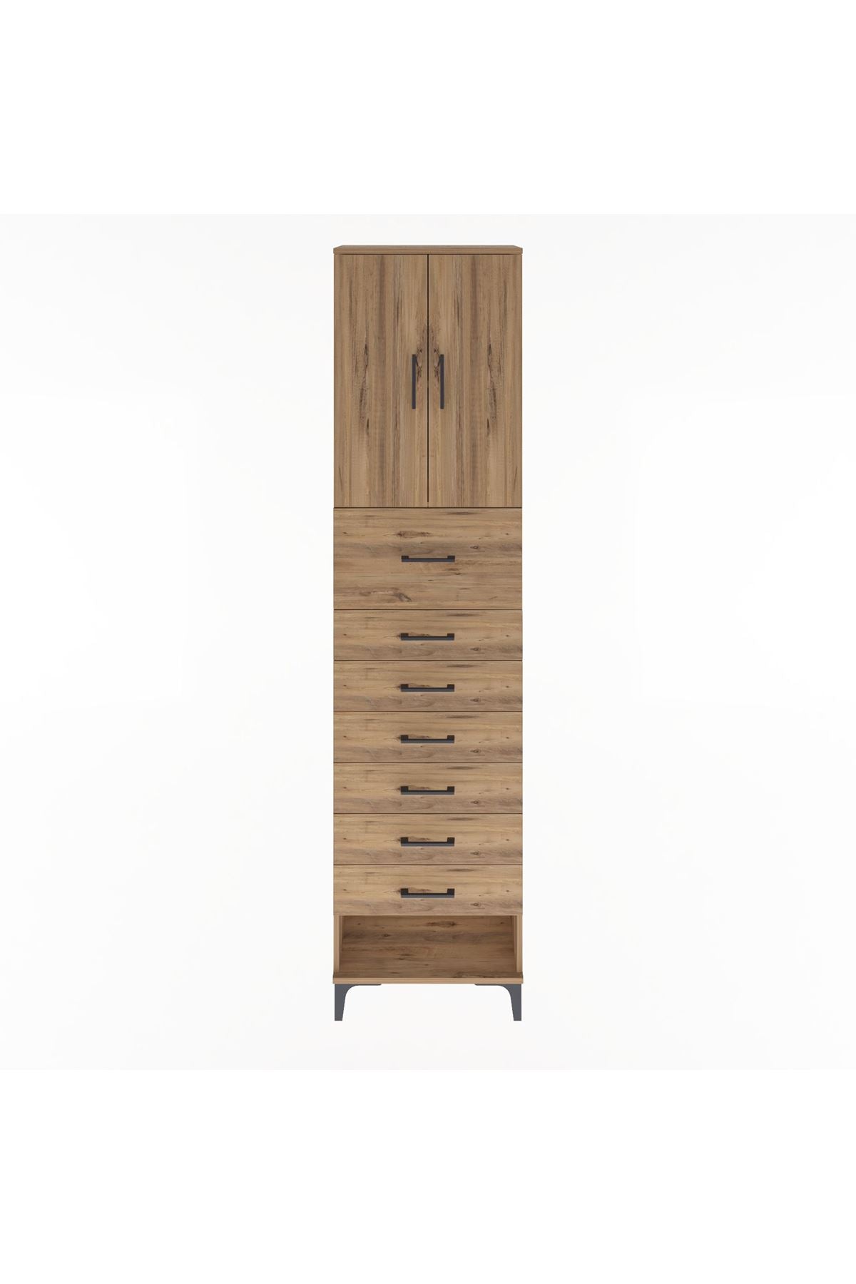 Arges Dolap 2 Raflı 7 Çekmeceli 2 Kapaklı 60x30x243 - S32M048V9A