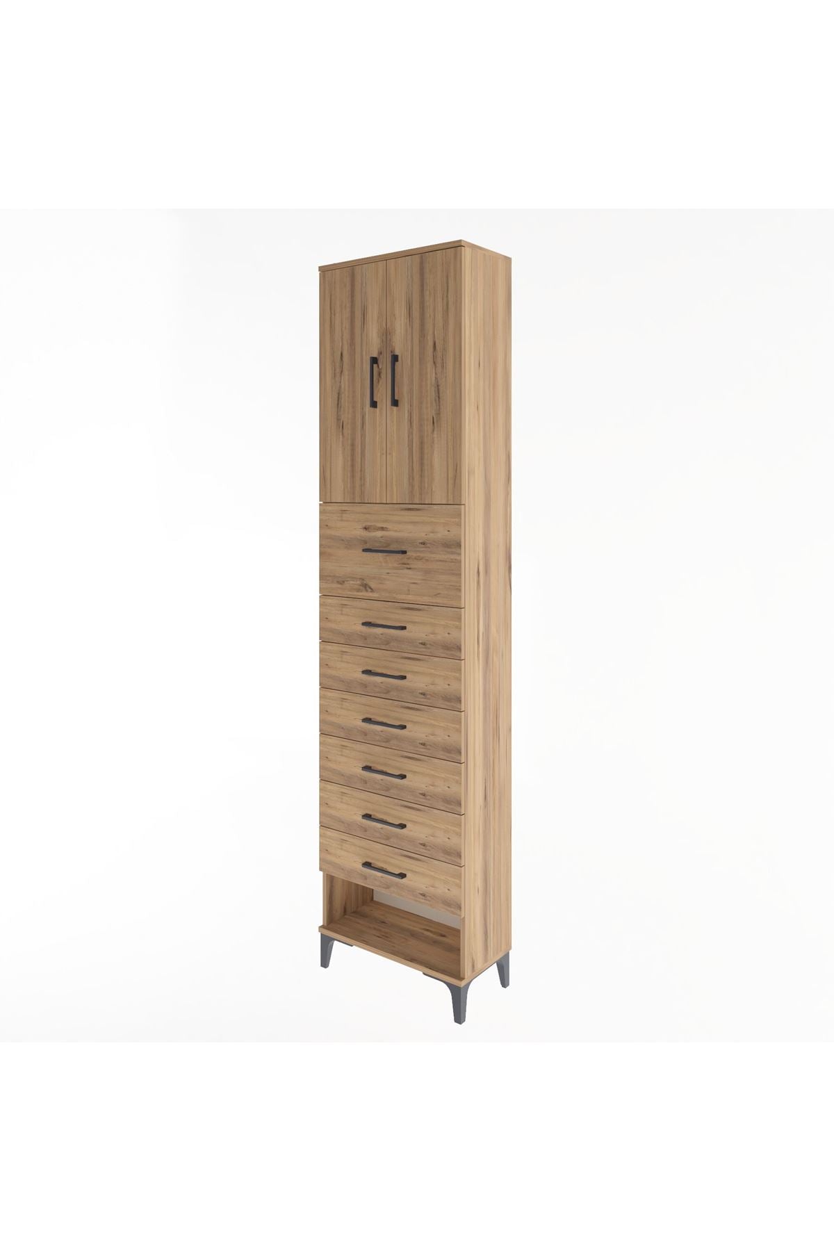 Arges Dolap 2 Raflı 7 Çekmeceli 2 Kapaklı 60x30x243 - S32M048V9A