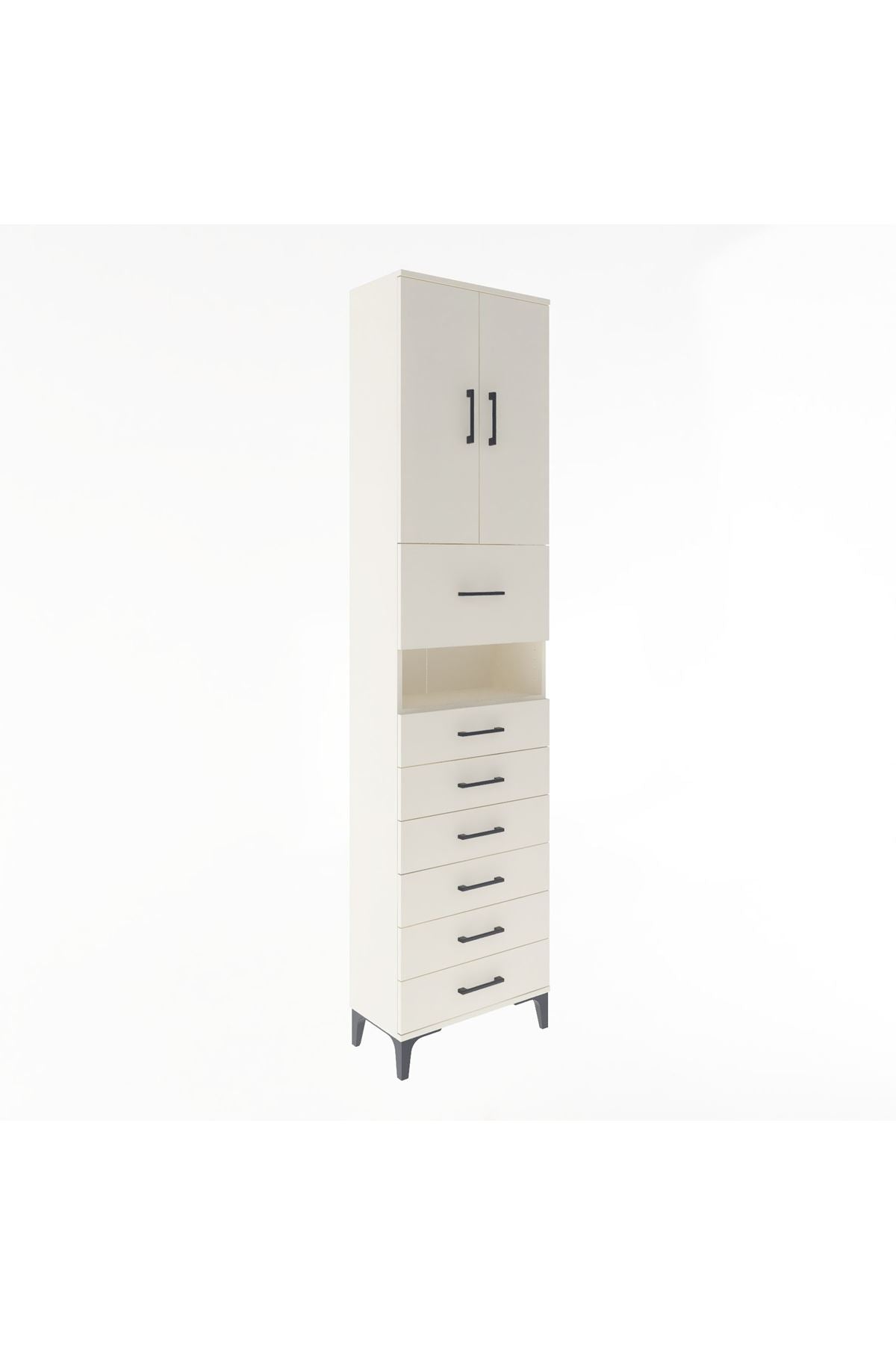 Arges Dolap 3 Raflı 6 Çekmeceli 2 Kapaklı 60x30x243 - S32M050V1A