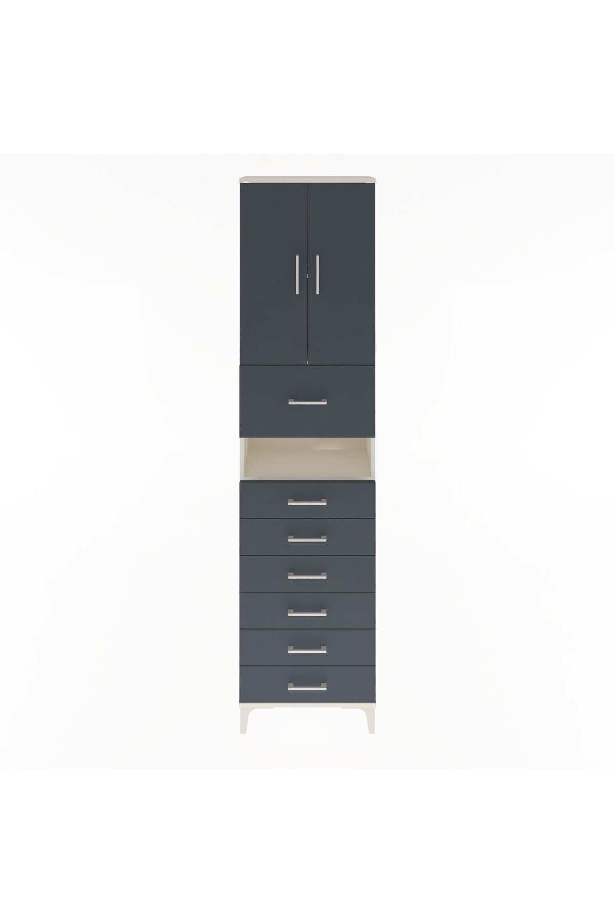 Arges Dolap 3 Raflı 6 Çekmeceli 2 Kapaklı 60x30x243 - S32M050V2A