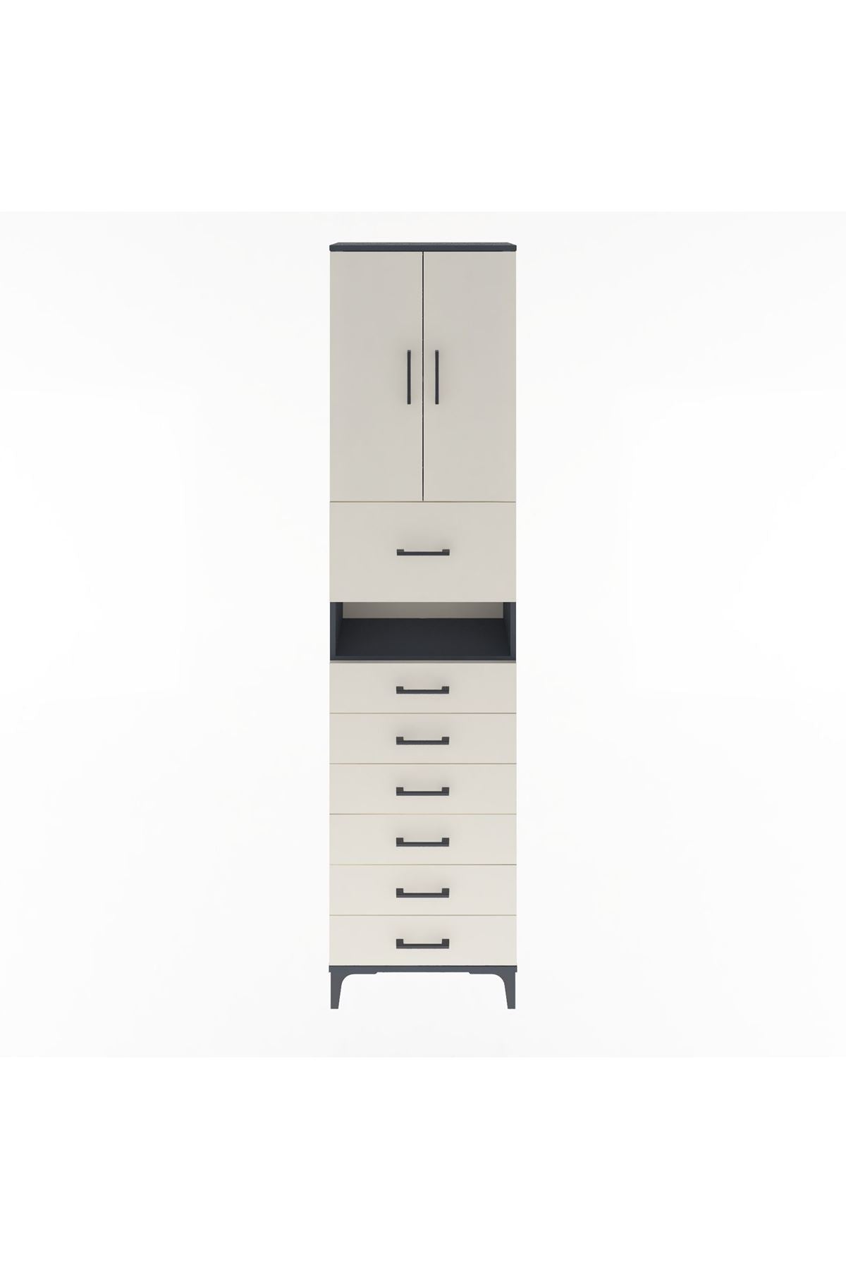 Arges Dolap 3 Raflı 6 Çekmeceli 2 Kapaklı 60x30x243 - S32M050V4A