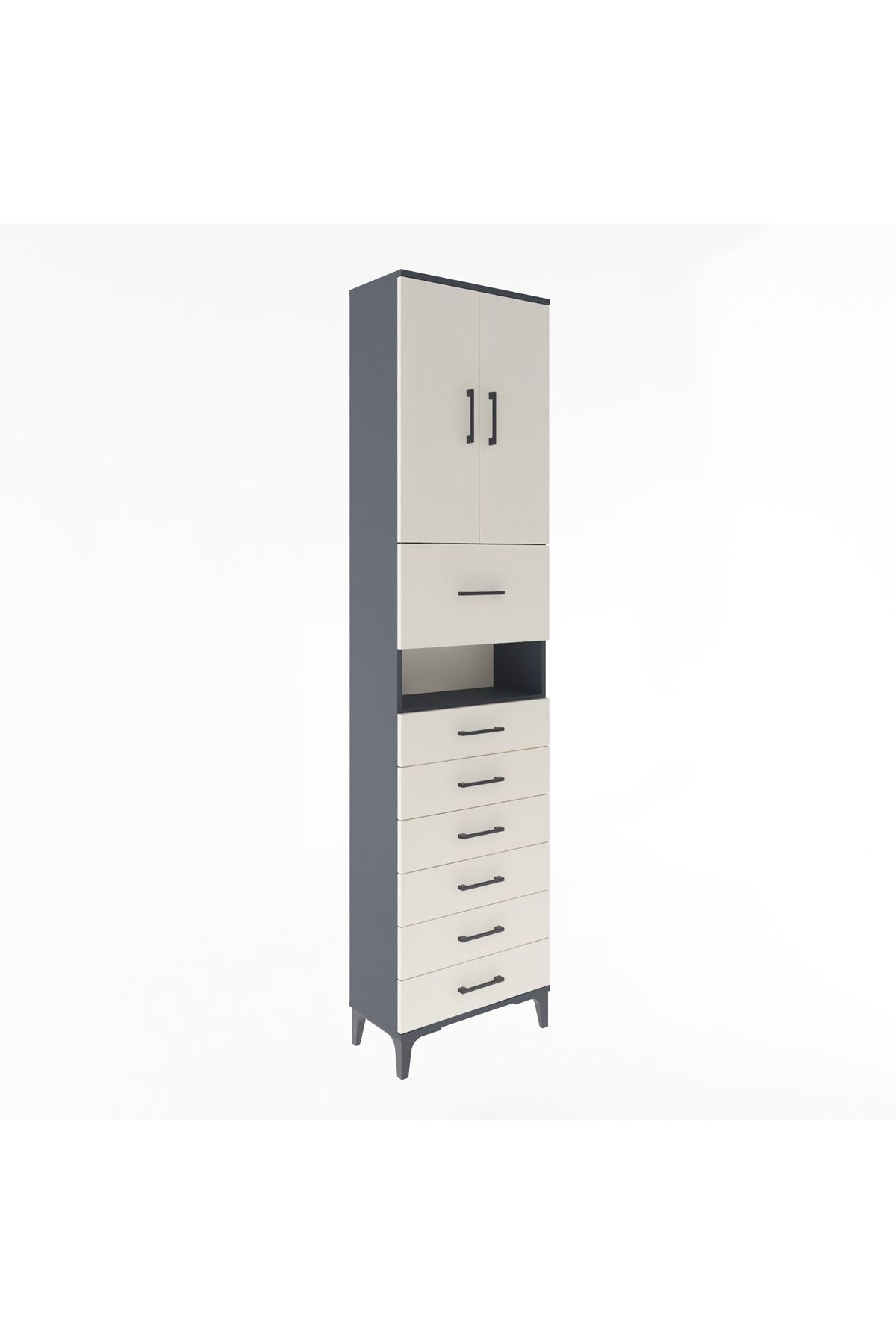 Arges Dolap 3 Raflı 6 Çekmeceli 2 Kapaklı 60x30x243 - S32M050V4A