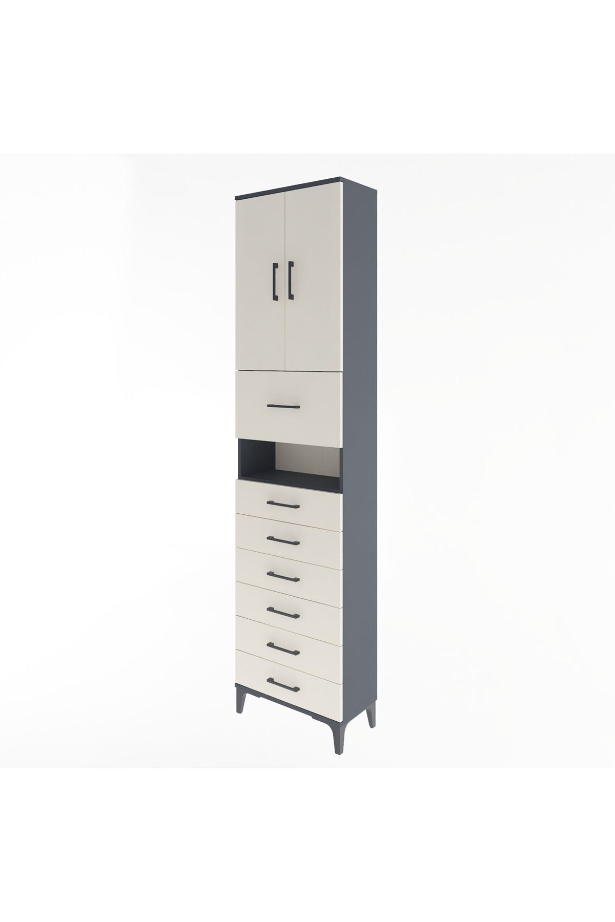Arges Dolap 3 Raflı 6 Çekmeceli 2 Kapaklı 60x30x243 - S32M050V4A