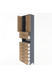 Arges Dolap 3 Raflı 6 Çekmeceli 2 Kapaklı 60x30x243 - S32M050V6A