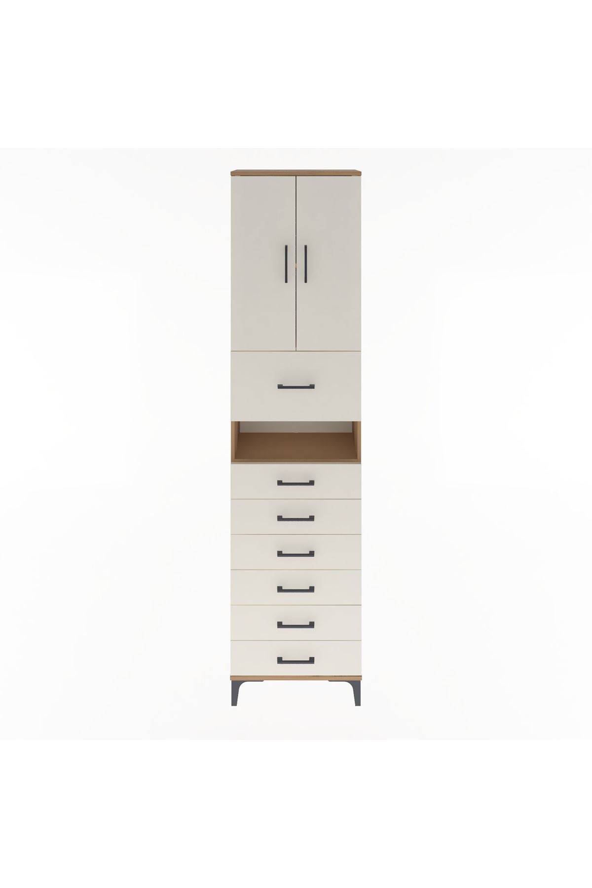Arges Dolap 3 Raflı 6 Çekmeceli 2 Kapaklı 60x30x243 - S32M050V7A